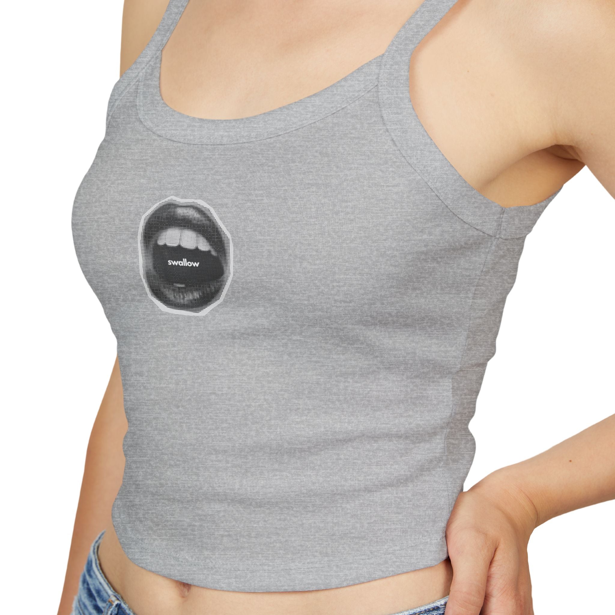 Trendy Women's Spaghetti Strap Tank Top with Chic Graphic Design, Summer Fashion Essential, Casual Wear, Gift for Her, Birthday Present