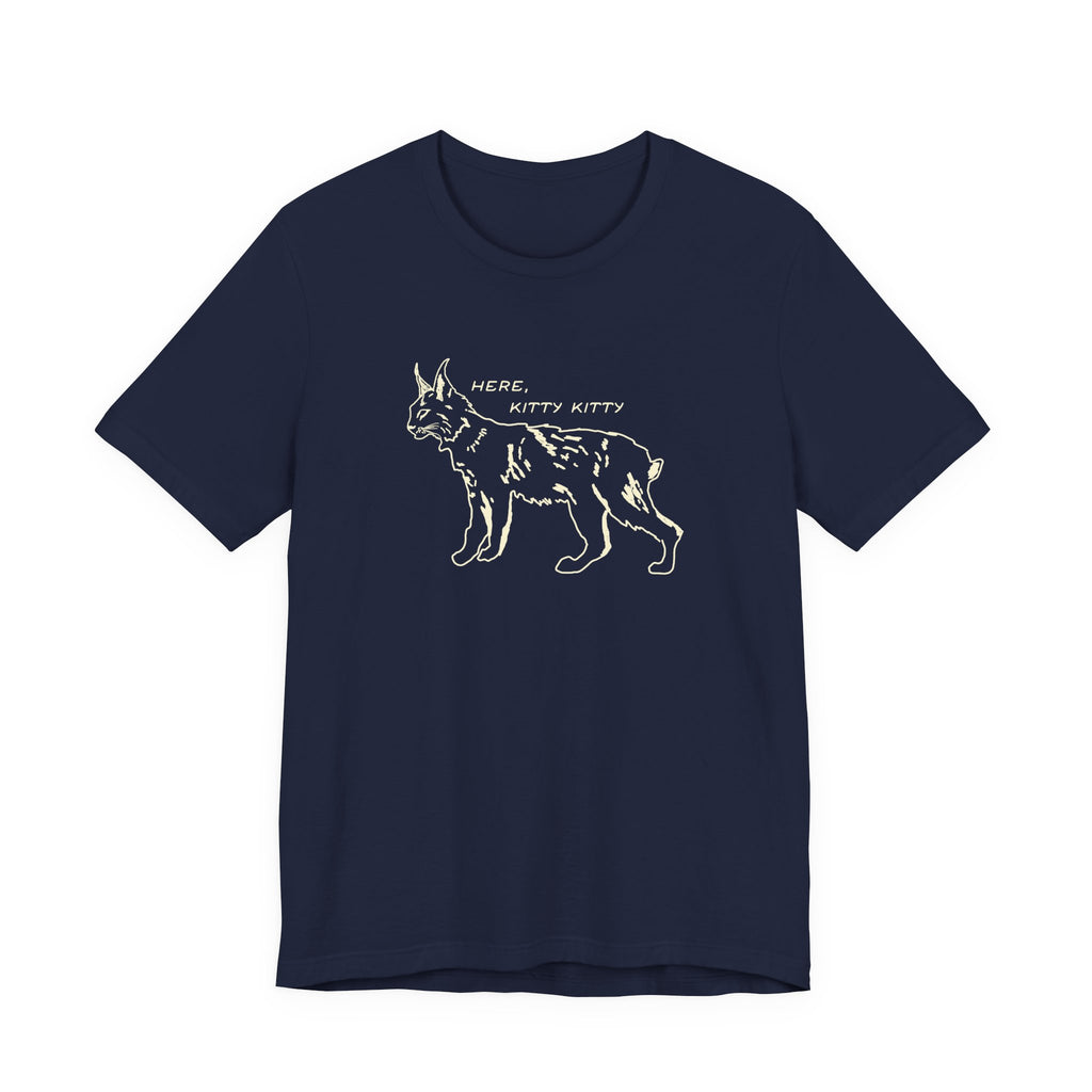 Here Kitty Kitty Unisex Tee, Bobcat T-Shirt, Funny Nature Tee, Gift for Wildlife Lovers, Cute Cat Apparel