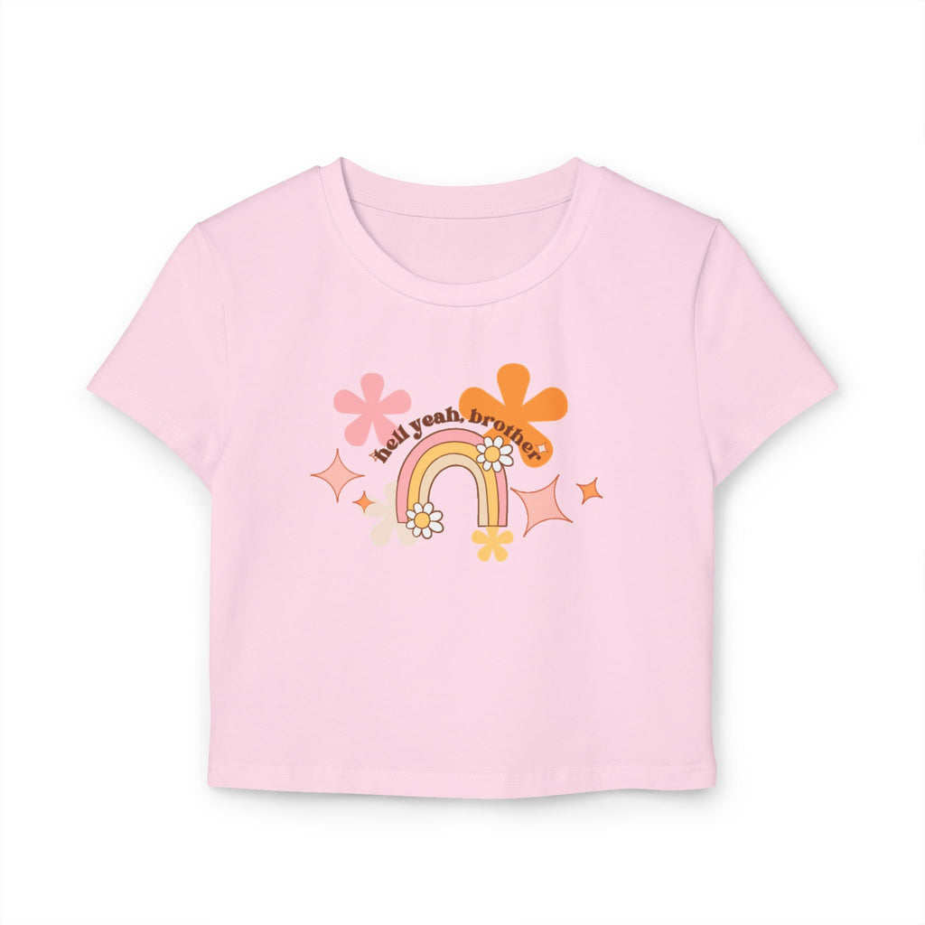 Colorful Rainbow Graphic Women's Baby Tee, Cute Cropped Top, Retro Floral Apparel, Summer Festival Shirt, Birthday Gift