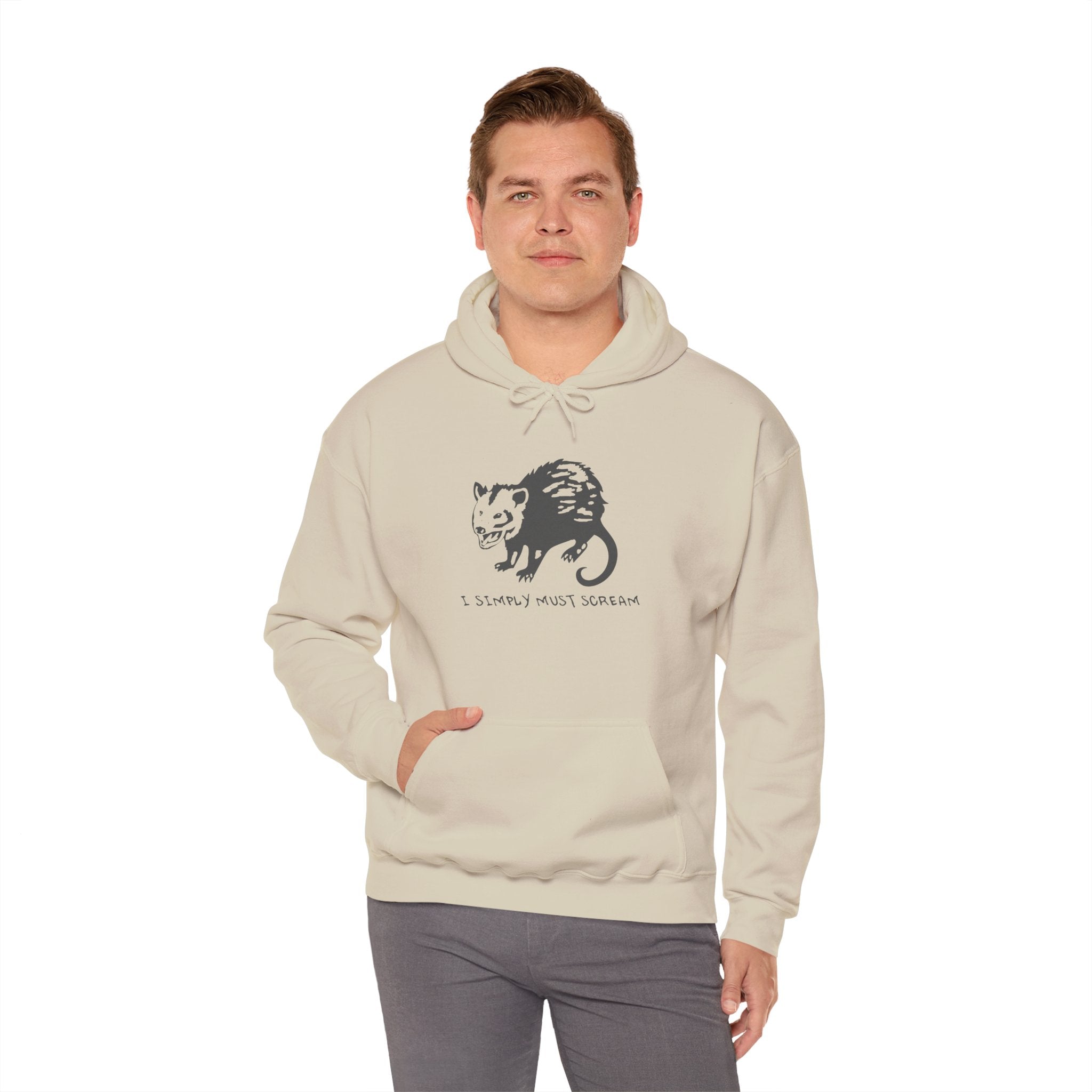 Opossum Graphic Hoodie, Unisex Sweatshirt for Animal Lovers, Cozy Pullover with Fun Text