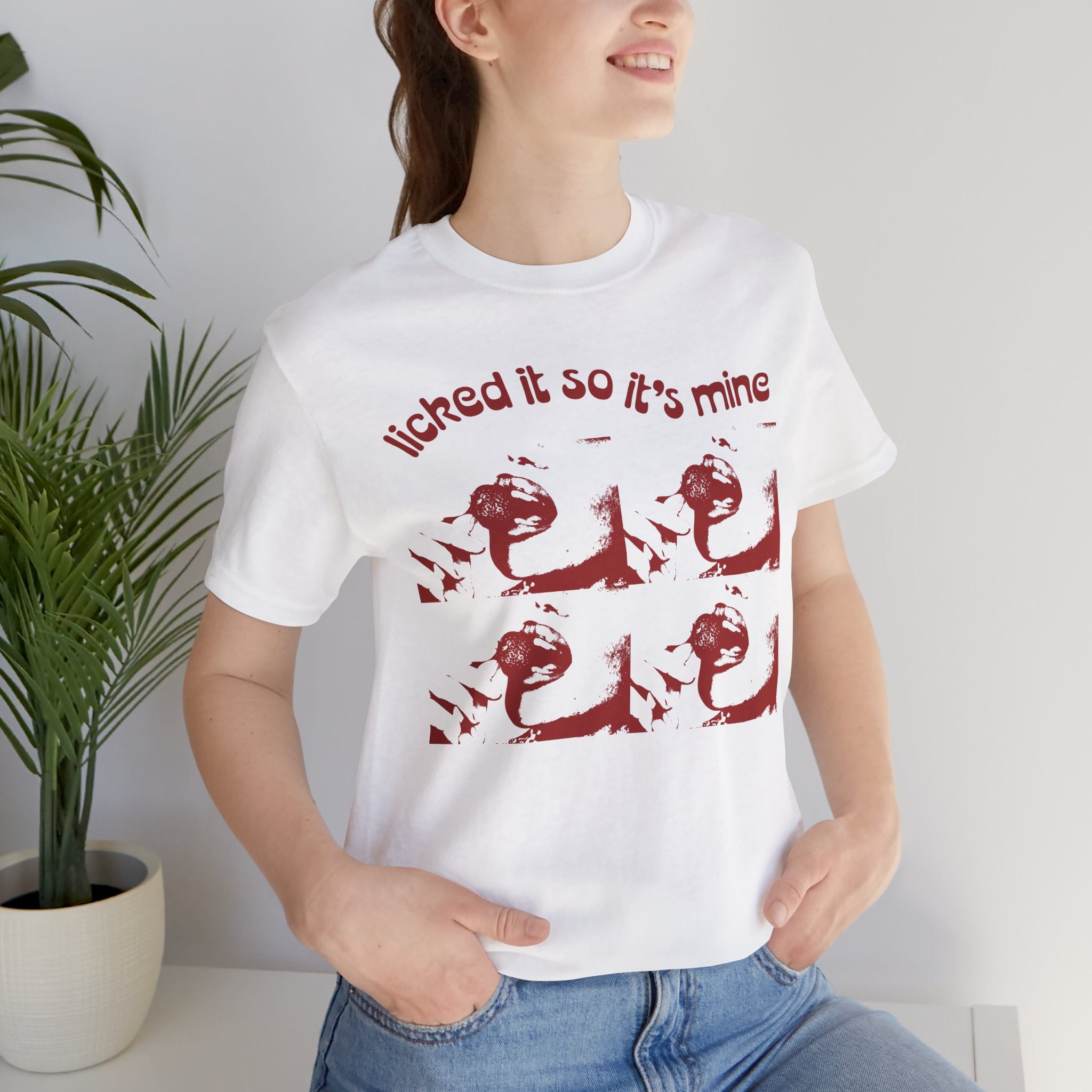 Licked It So It's Mine Unisex Short Sleeve Tee - Fun Graphic Shirt, Flirty Casual Wear, Birthday Gift, Funny T-Shirt