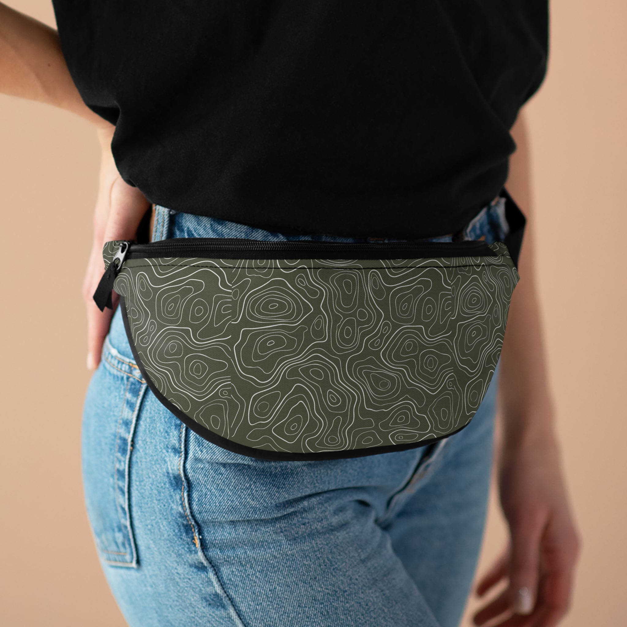 Topographic Lines Adventure Fanny Pack, Perfect for Hiking, Festivals, Travel, Outdoor Activities, Everyday Use