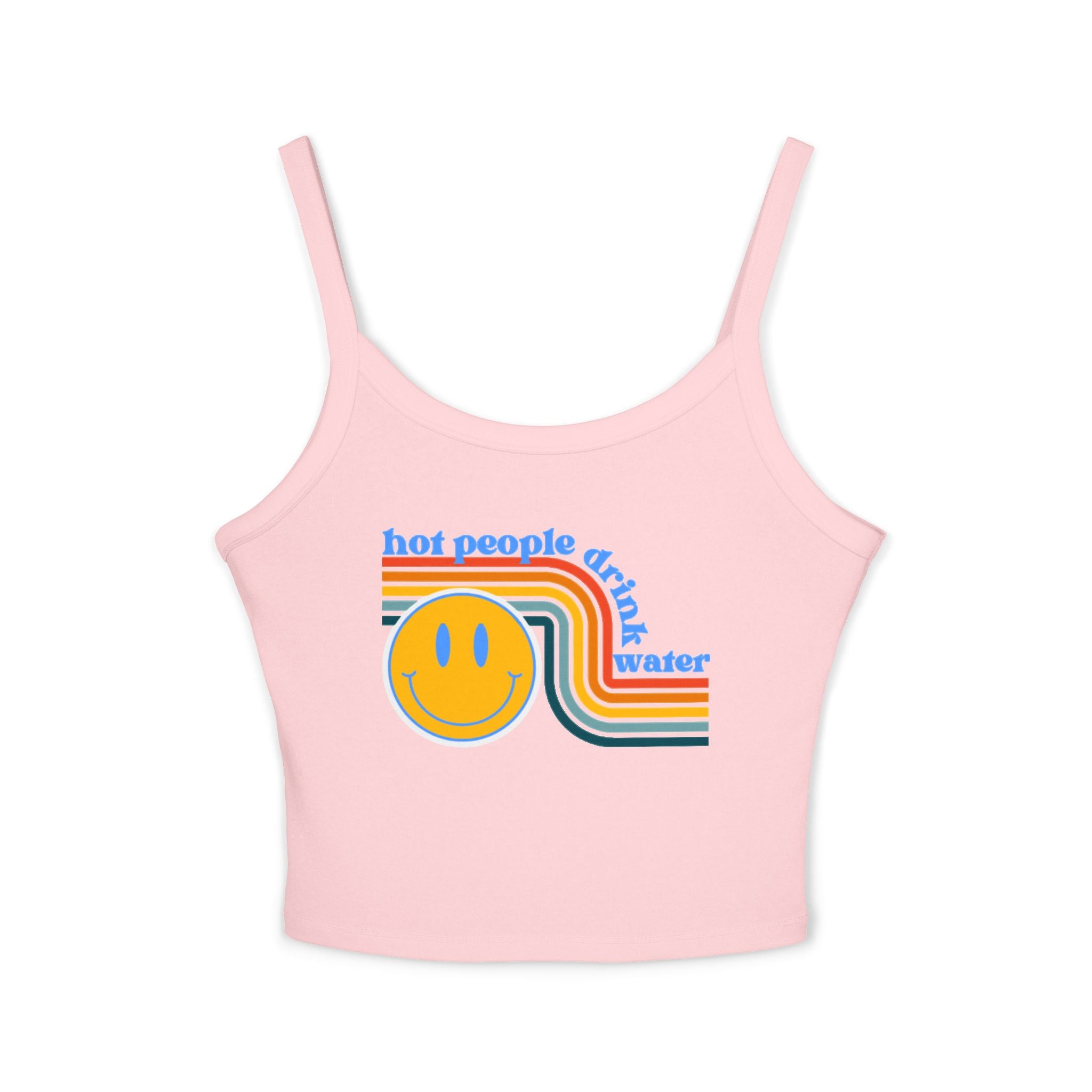 Retro Smiley Spaghetti Strap Tank Top | Trendy Crop Top for Summer Vibes, Beachwear, Gifts, Festivals, Cute Top