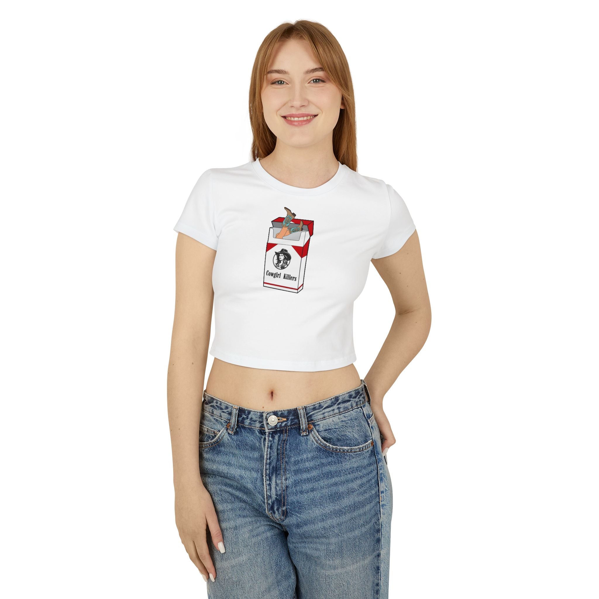 Cowgirl Killers Babydoll Tee, Trendy Women's Crop Top, Fun Summer Shirt, Gift for Her, Retro Style Tee