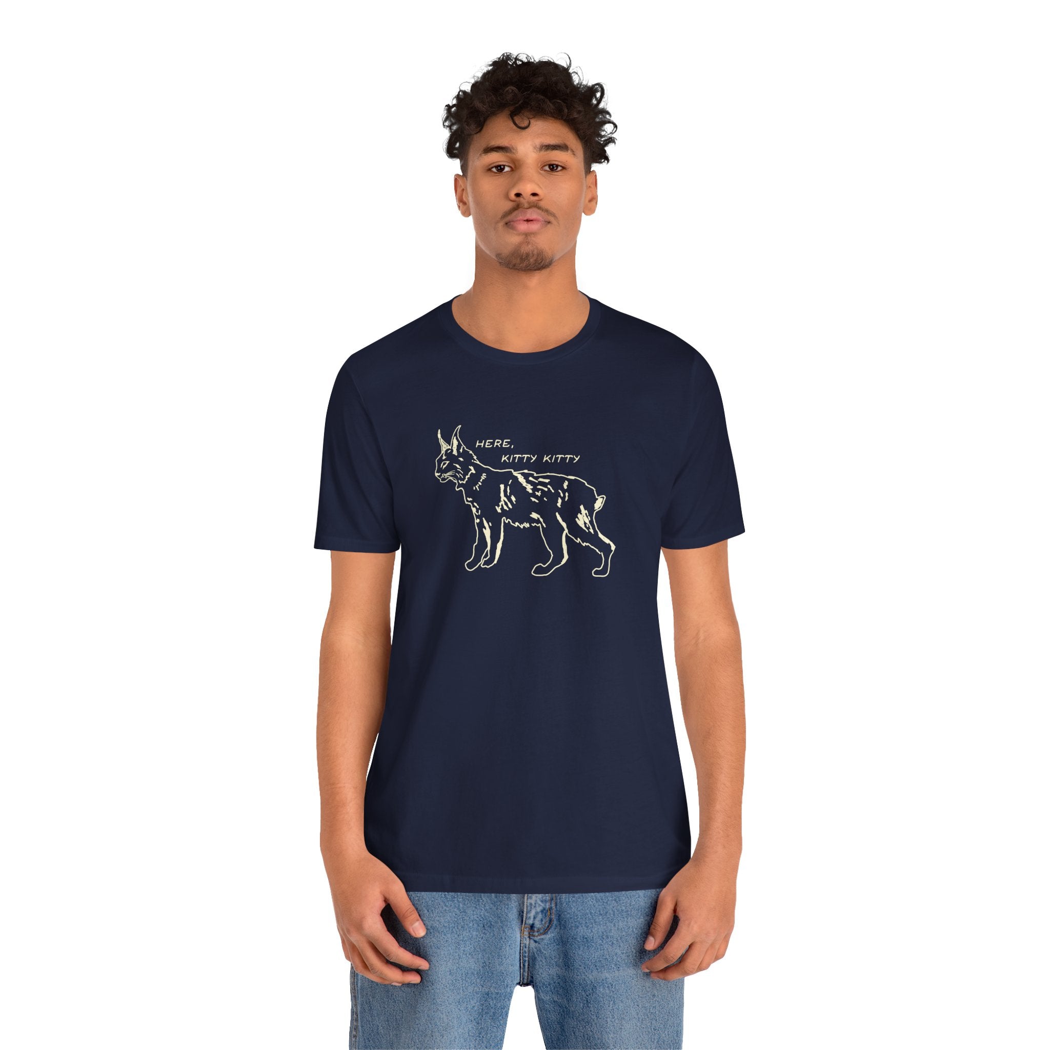 Here Kitty Kitty Unisex Tee, Bobcat T-Shirt, Funny Nature Tee, Gift for Wildlife Lovers, Cute Cat Apparel