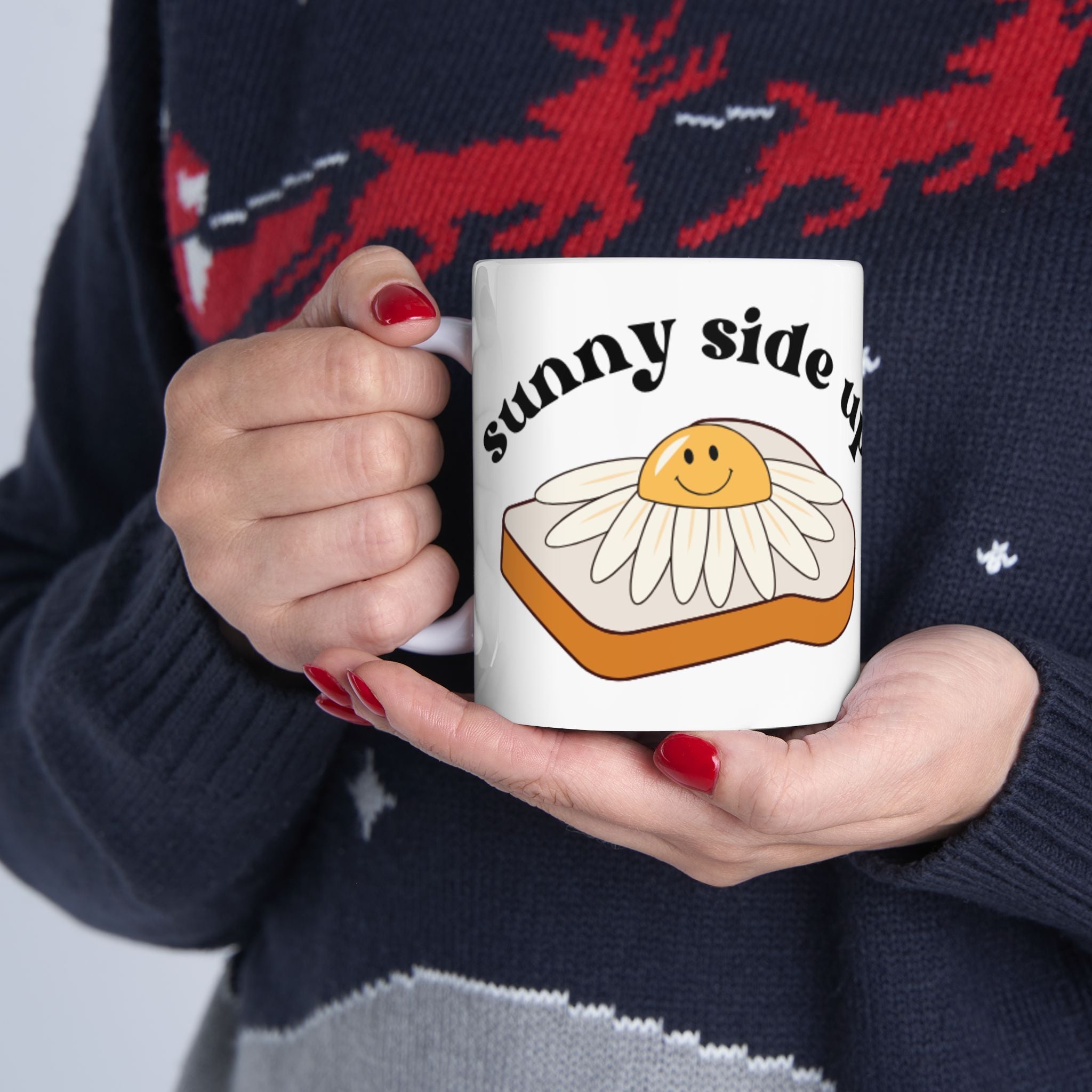Cheerful Breakfast Ceramic Mug - Perfect Gift for Food Lovers, Cute Kitchen Decor, Morning Coffee Mug, Fun Gift for Brunch Lovers