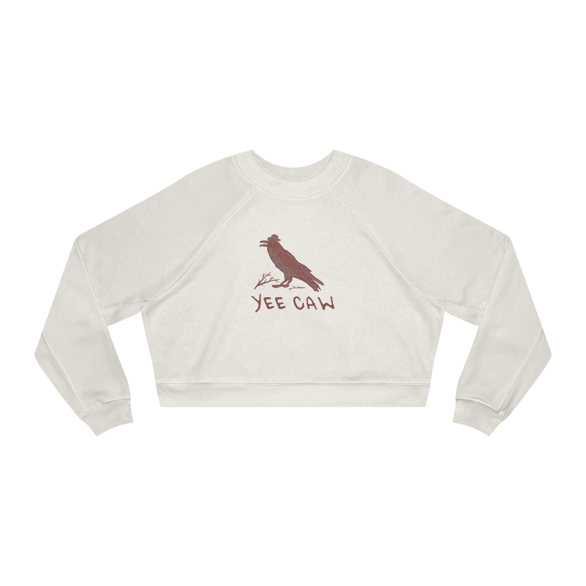 Cropped Fleece Pullover with Western 'Yee Caw' Design - Cozy Sweatshirt for Nature Lovers, Gift for Birthdays, Casual Essentials, Outdoor