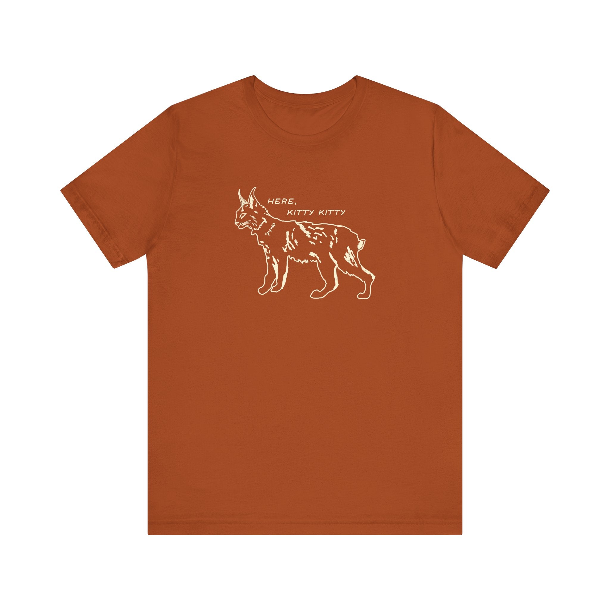 Here Kitty Kitty Unisex Tee, Bobcat T-Shirt, Funny Nature Tee, Gift for Wildlife Lovers, Cute Cat Apparel