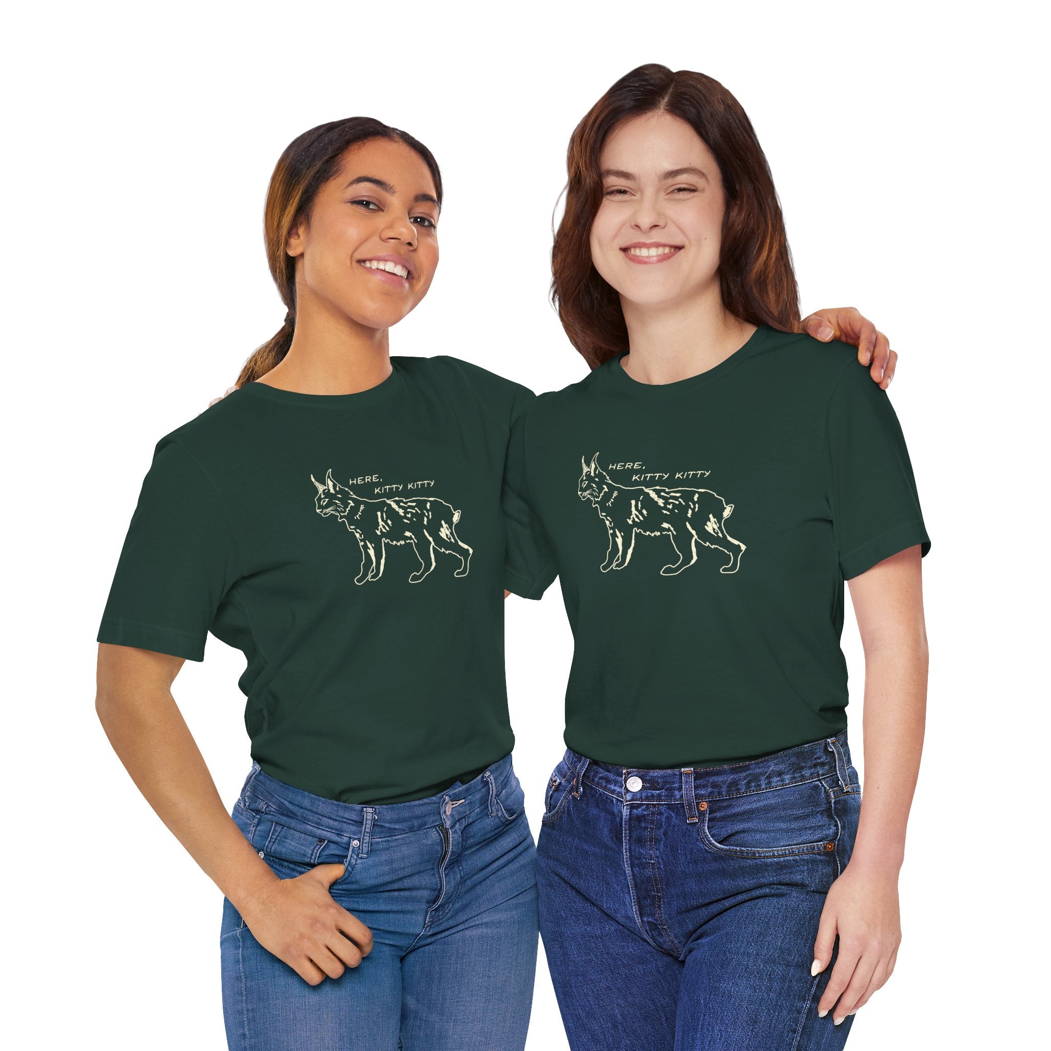 Here Kitty Kitty Unisex Tee, Bobcat T-Shirt, Funny Nature Tee, Gift for Wildlife Lovers, Cute Cat Apparel