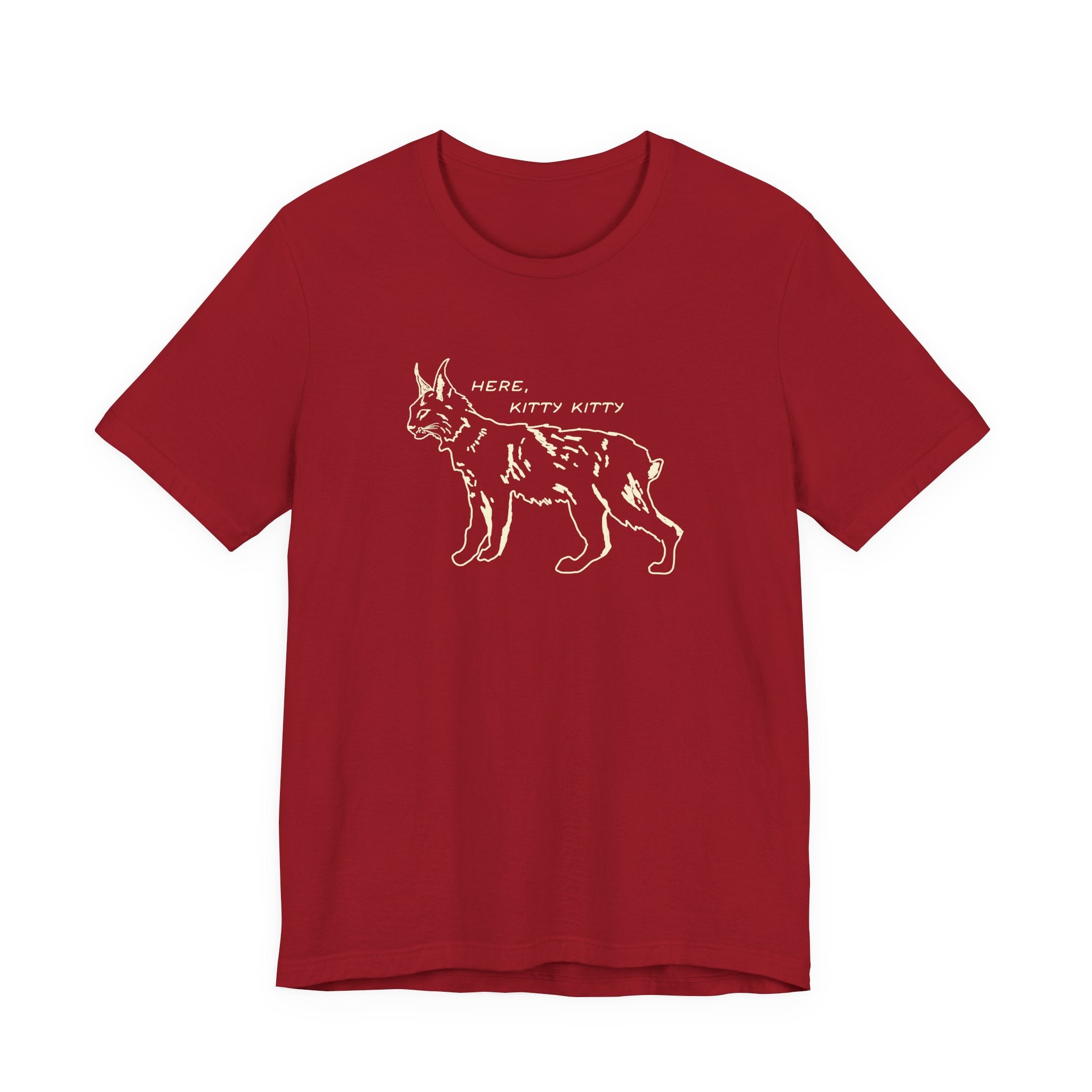 Here Kitty Kitty Unisex Tee, Bobcat T-Shirt, Funny Nature Tee, Gift for Wildlife Lovers, Cute Cat Apparel