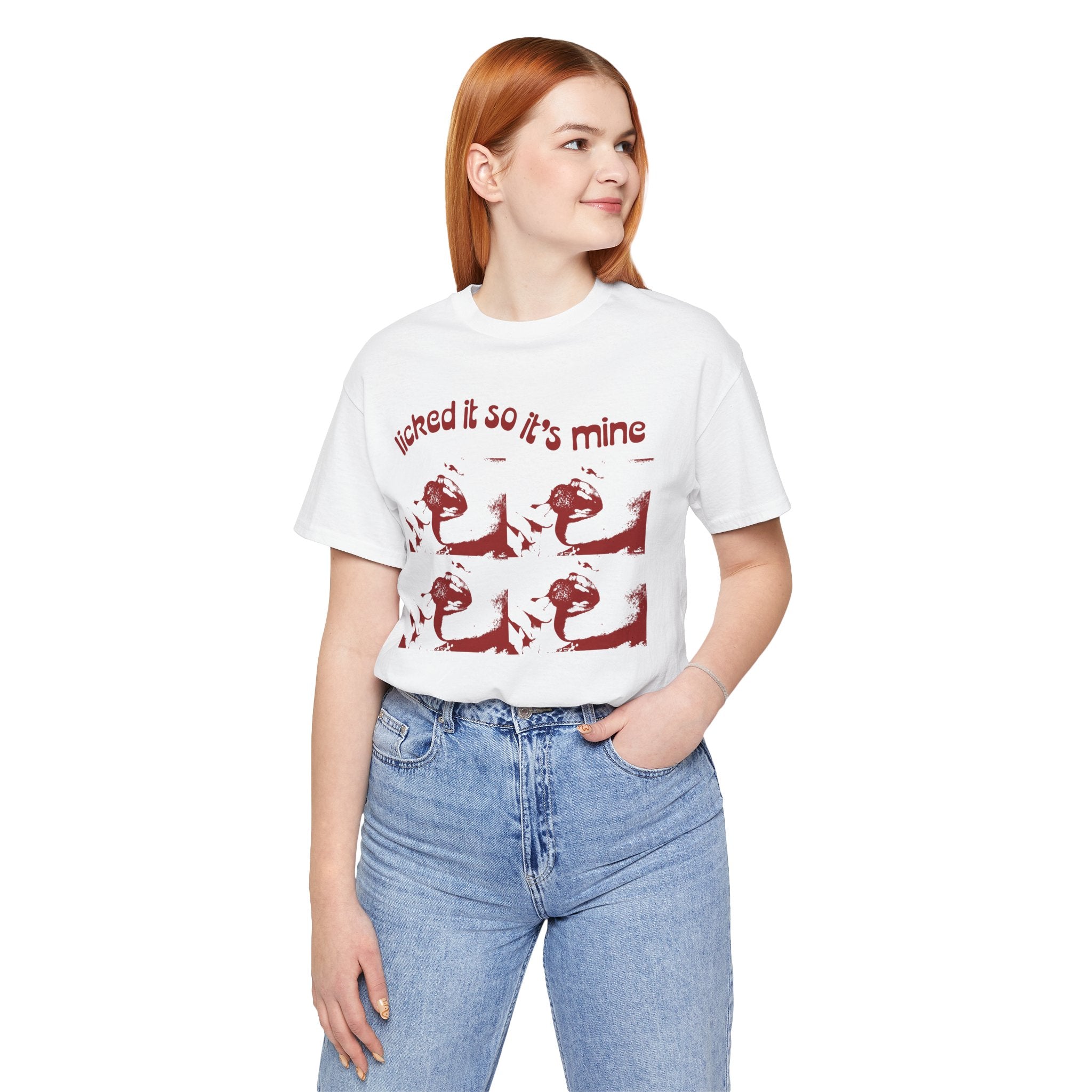 Licked It So It's Mine Unisex Short Sleeve Tee - Fun Graphic Shirt, Flirty Casual Wear, Birthday Gift, Funny T-Shirt