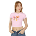 Colorful Rainbow Graphic Women's Baby Tee, Cute Cropped Top, Retro Floral Apparel, Summer Festival Shirt, Birthday Gift