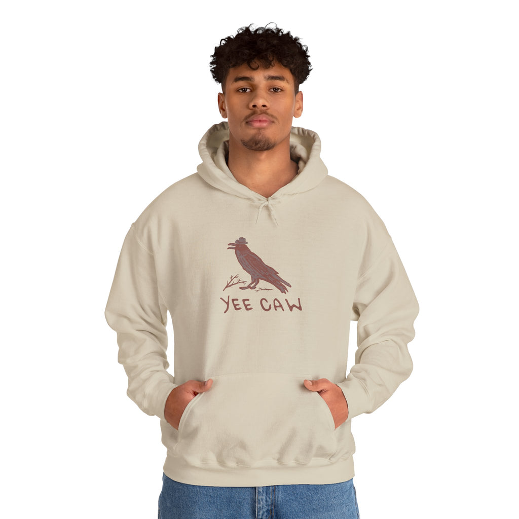 Western "Yee Caw" Raven Unisex Hoodie, Cozy Casual Sweatshirt, Gift for Nature Lovers, Autumn Fashion