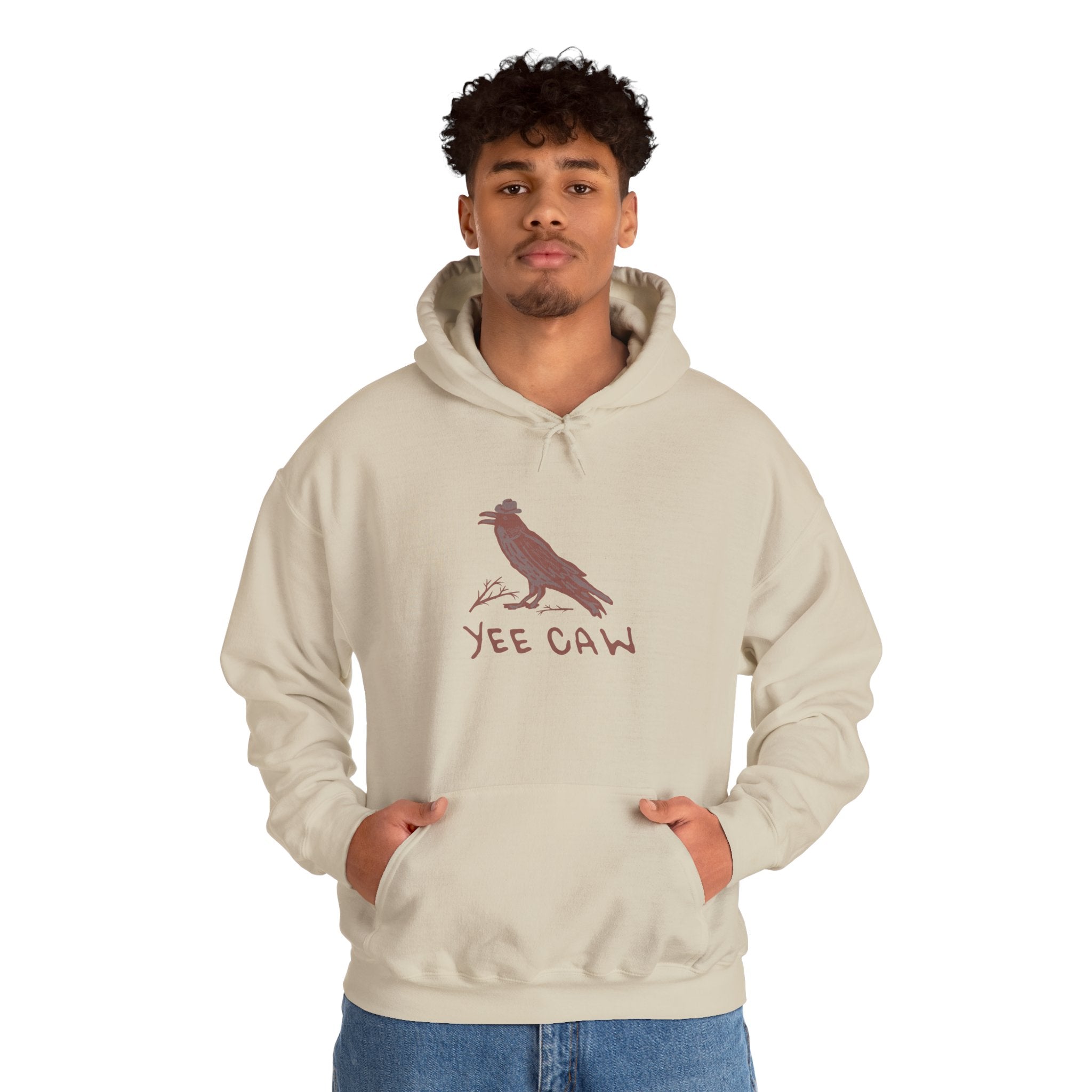 Western "Yee Caw" Raven Unisex Hoodie, Cozy Casual Sweatshirt, Gift for Nature Lovers, Autumn Fashion