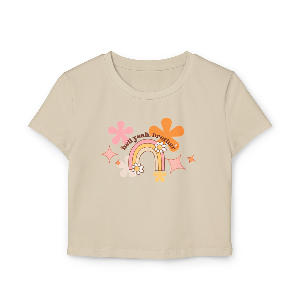 Colorful Rainbow Graphic Women's Baby Tee, Cute Cropped Top, Retro Floral Apparel, Summer Festival Shirt, Birthday Gift
