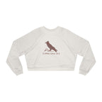 Women's Cropped Fleece Pullover with Crow Design, Trendy Sweatshirt, Cozy Layer, Gift for Western Lovers, Casual Wear, Fall Fashion