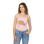 Retro Smiley Spaghetti Strap Tank Top | Trendy Crop Top for Summer Vibes, Beachwear, Gifts, Festivals, Cute Top