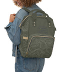 Topographic Lines Multifunctional Backpack, Gift for Adventure Lovers, Eco-Friendly