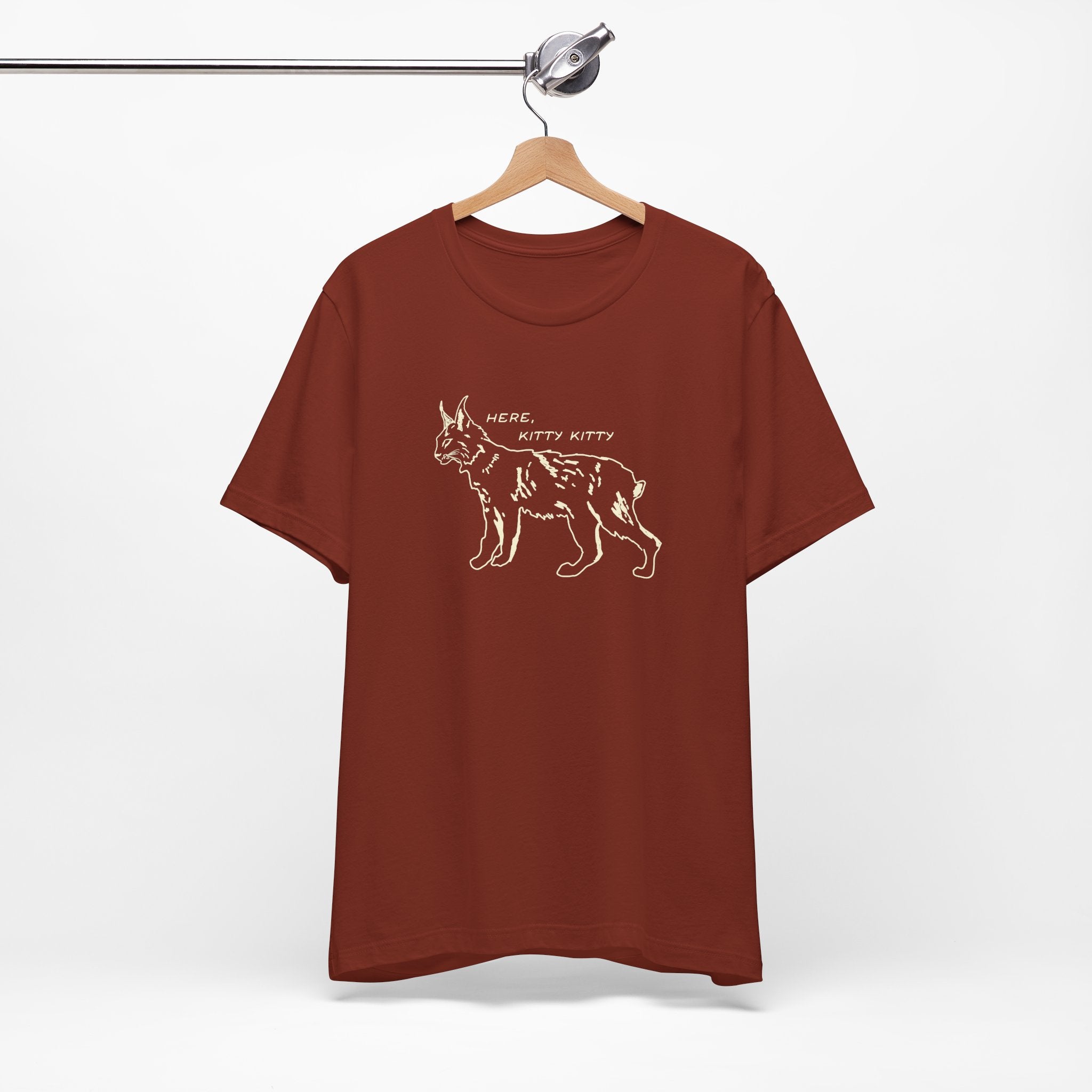 Here Kitty Kitty Unisex Tee, Bobcat T-Shirt, Funny Nature Tee, Gift for Wildlife Lovers, Cute Cat Apparel