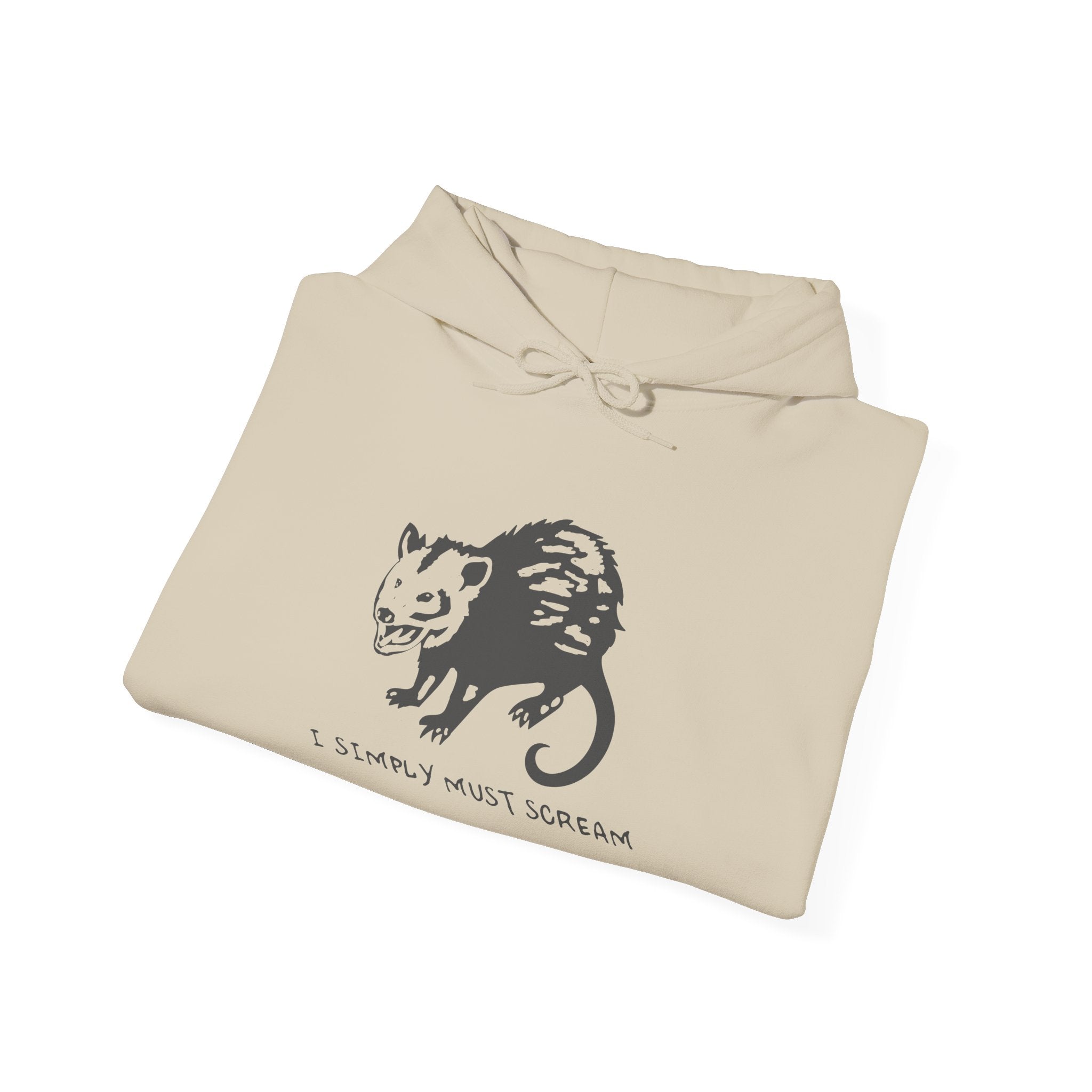 Opossum Graphic Hoodie, Unisex Sweatshirt for Animal Lovers, Cozy Pullover with Fun Text