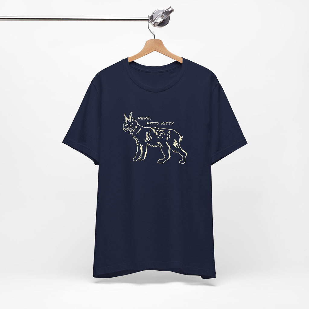 Here Kitty Kitty Unisex Tee, Bobcat T-Shirt, Funny Nature Tee, Gift for Wildlife Lovers, Cute Cat Apparel