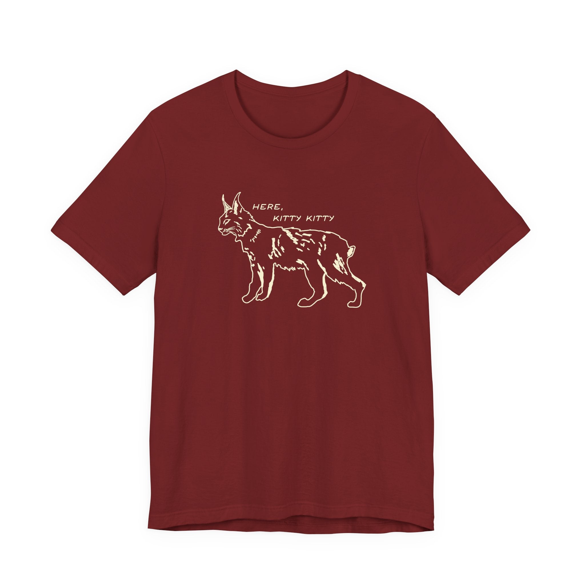 Here Kitty Kitty Unisex Tee, Bobcat T-Shirt, Funny Nature Tee, Gift for Wildlife Lovers, Cute Cat Apparel