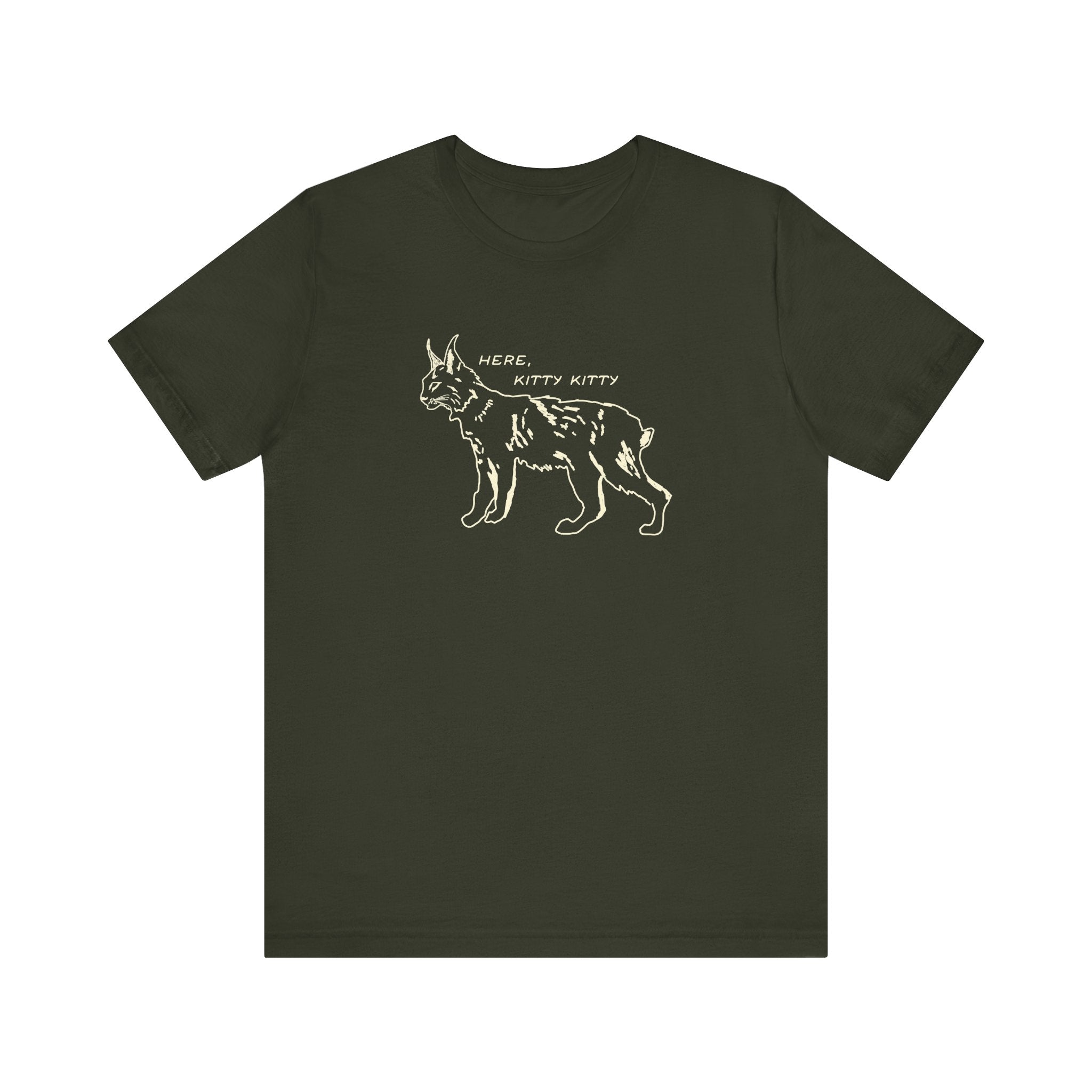 Here Kitty Kitty Unisex Tee, Bobcat T-Shirt, Funny Nature Tee, Gift for Wildlife Lovers, Cute Cat Apparel