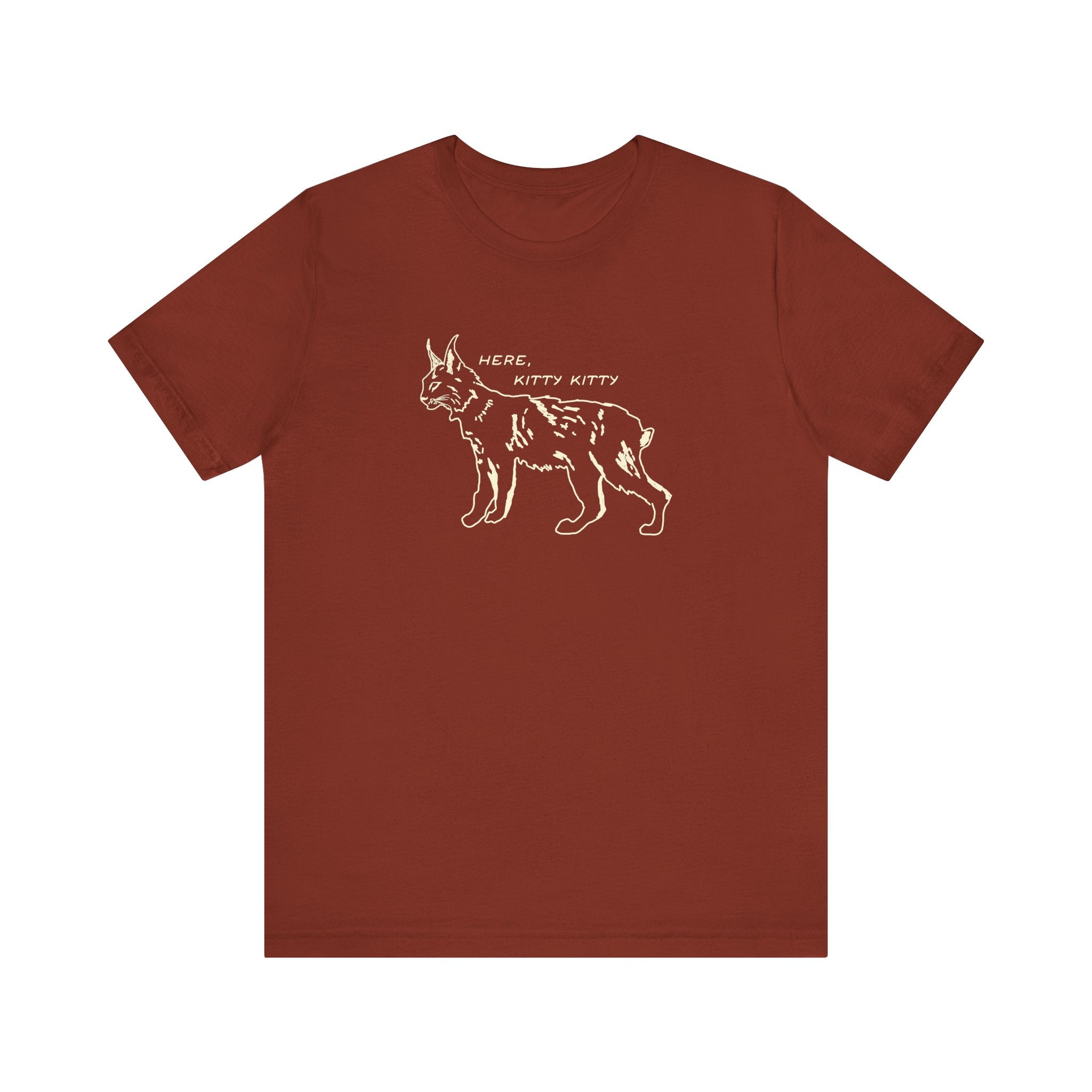 Here Kitty Kitty Unisex Tee, Bobcat T-Shirt, Funny Nature Tee, Gift for Wildlife Lovers, Cute Cat Apparel
