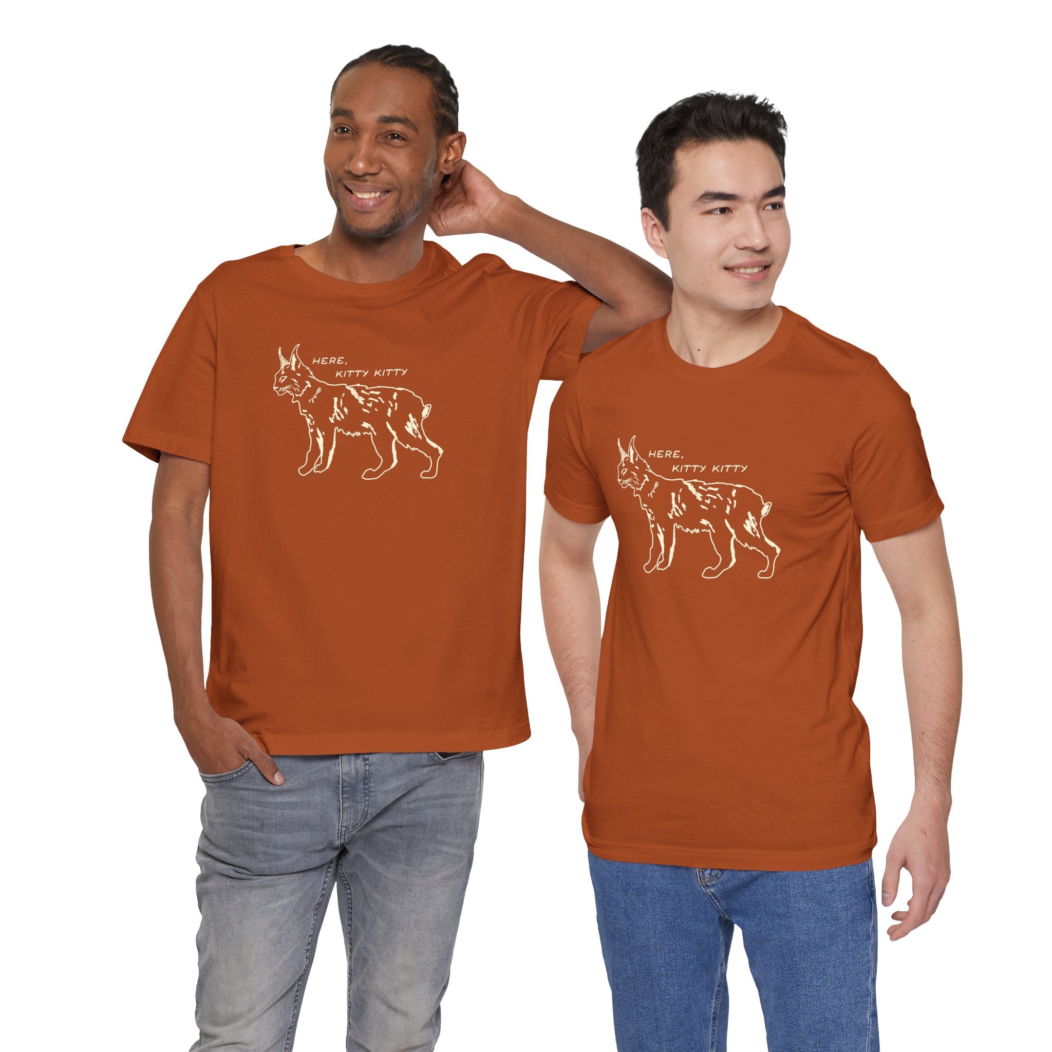 Here Kitty Kitty Unisex Tee, Bobcat T-Shirt, Funny Nature Tee, Gift for Wildlife Lovers, Cute Cat Apparel