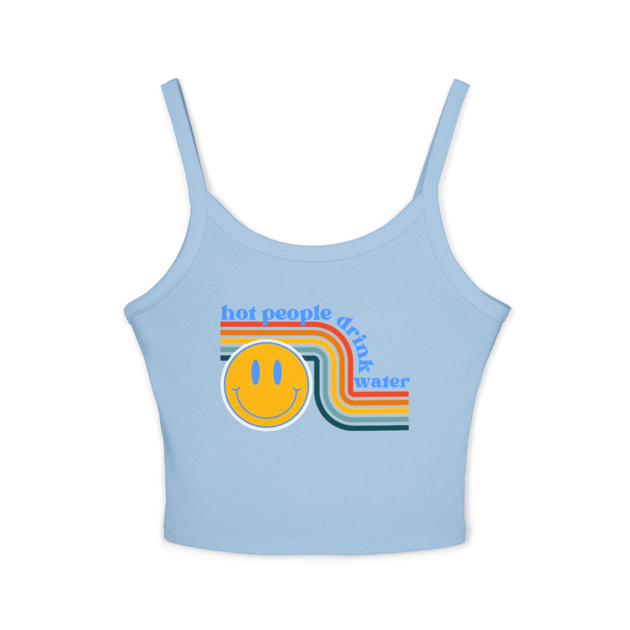 Retro Smiley Spaghetti Strap Tank Top | Trendy Crop Top for Summer Vibes, Beachwear, Gifts, Festivals, Cute Top