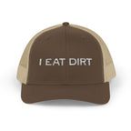 I Eat Dirt Snapback Trucker Cap, Outdoor Cap, Gift for Dirt Lovers, Casual Hat, Fun Cap for Nature Enthusiasts