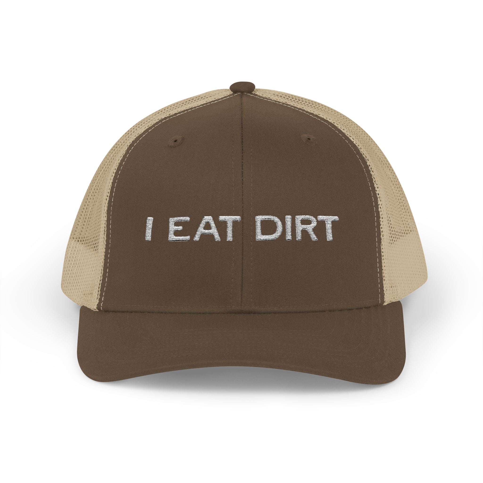 I Eat Dirt Snapback Trucker Cap, Outdoor Cap, Gift for Dirt Lovers, Casual Hat, Fun Cap for Nature Enthusiasts