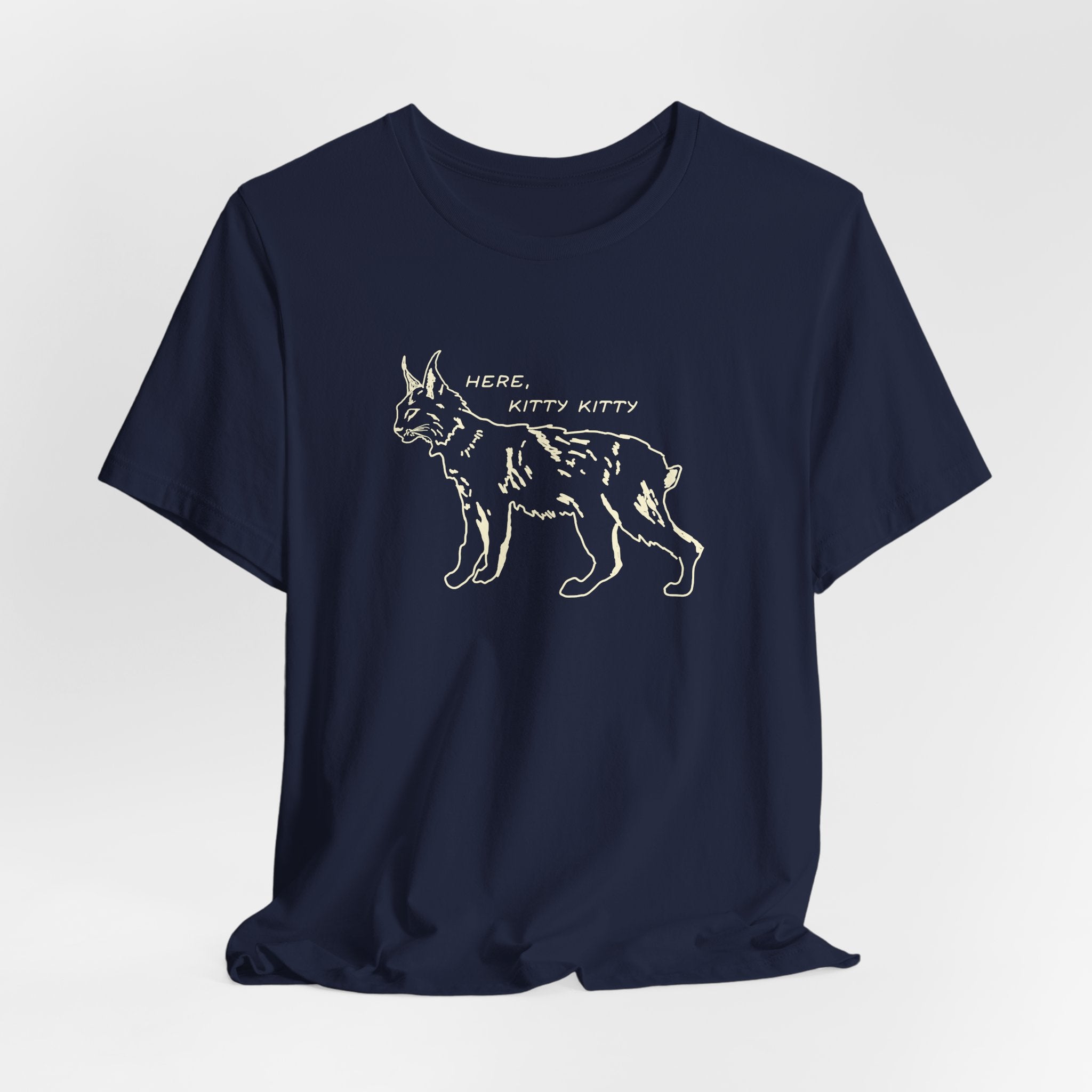 Here Kitty Kitty Unisex Tee, Bobcat T-Shirt, Funny Nature Tee, Gift for Wildlife Lovers, Cute Cat Apparel