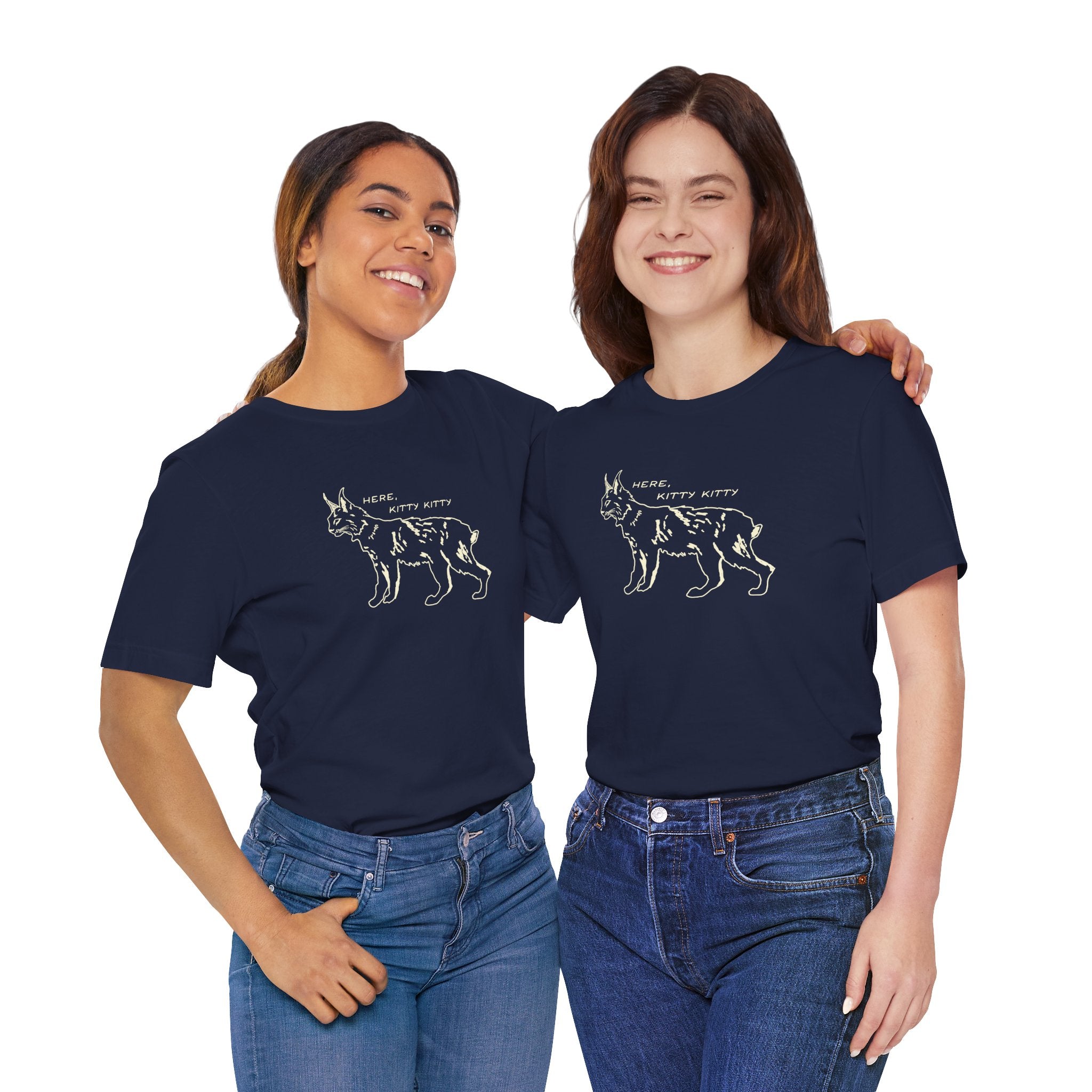 Here Kitty Kitty Unisex Tee, Bobcat T-Shirt, Funny Nature Tee, Gift for Wildlife Lovers, Cute Cat Apparel