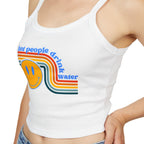Retro Smiley Spaghetti Strap Tank Top | Trendy Crop Top for Summer Vibes, Beachwear, Gifts, Festivals, Cute Top