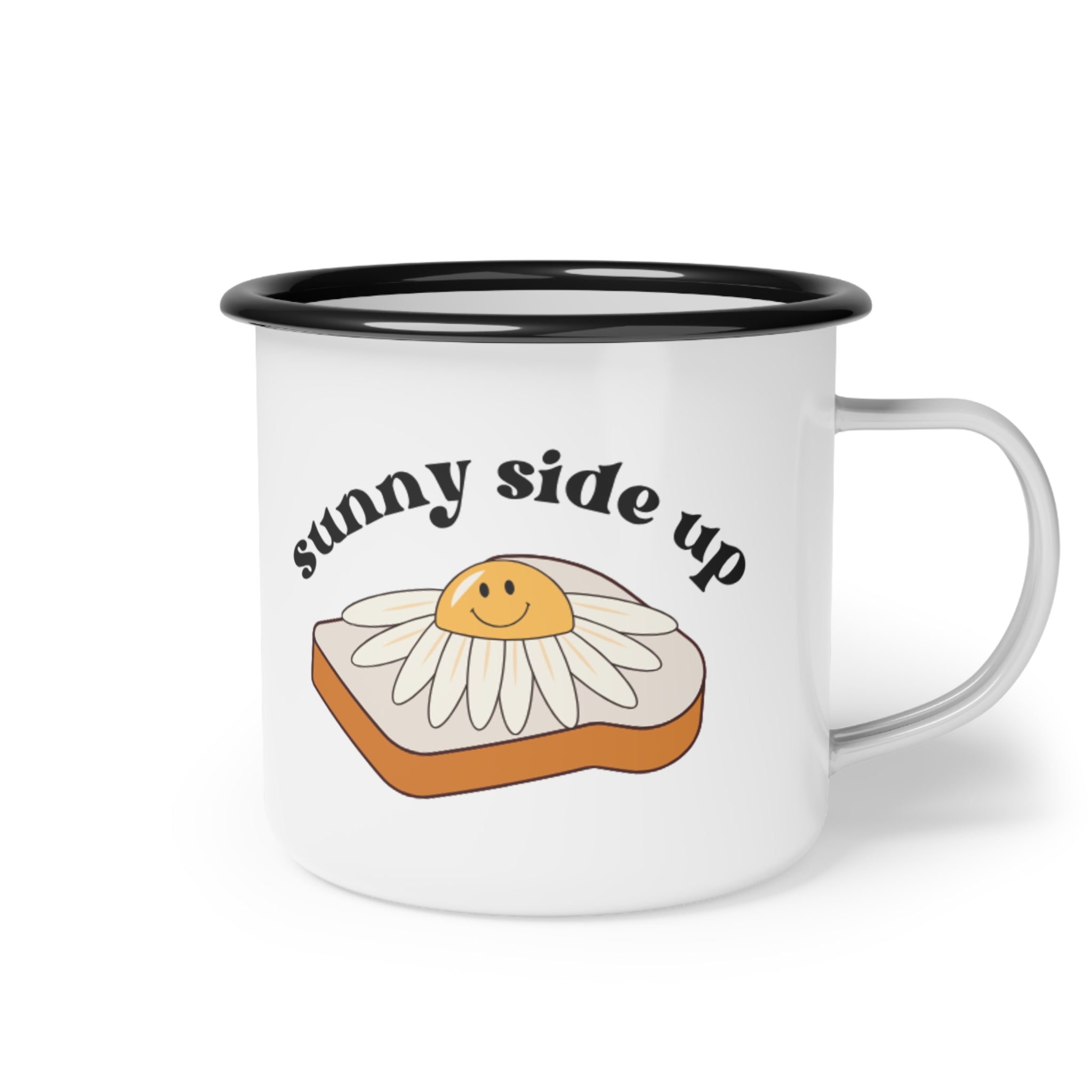 Sunny Side Up Enamel Camp Cup - Fun and Whimsical Camping Mug, Outdoor Coffee Cup, Gift for Campers, Quirky Home Decor