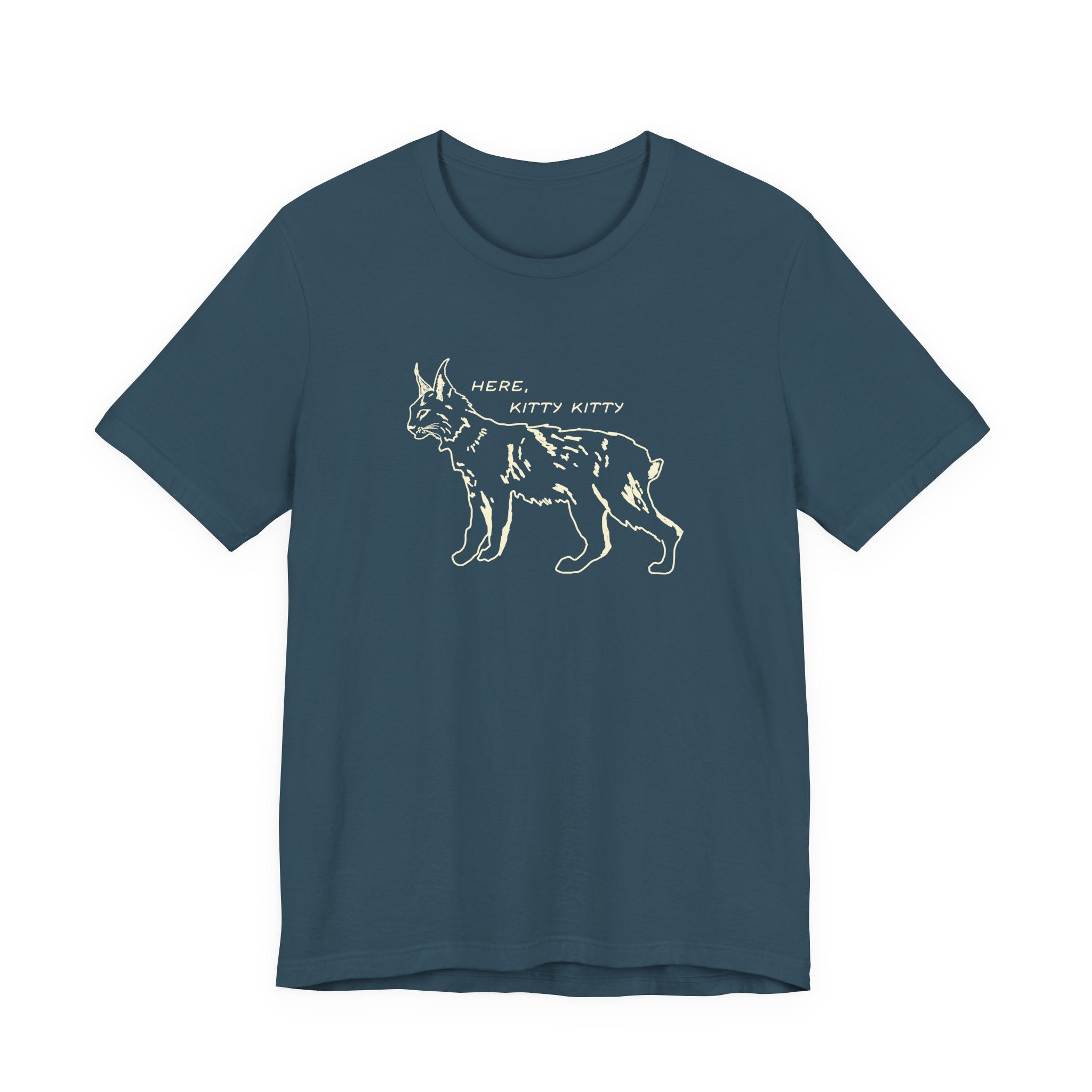 Here Kitty Kitty Unisex Tee, Bobcat T-Shirt, Funny Nature Tee, Gift for Wildlife Lovers, Cute Cat Apparel