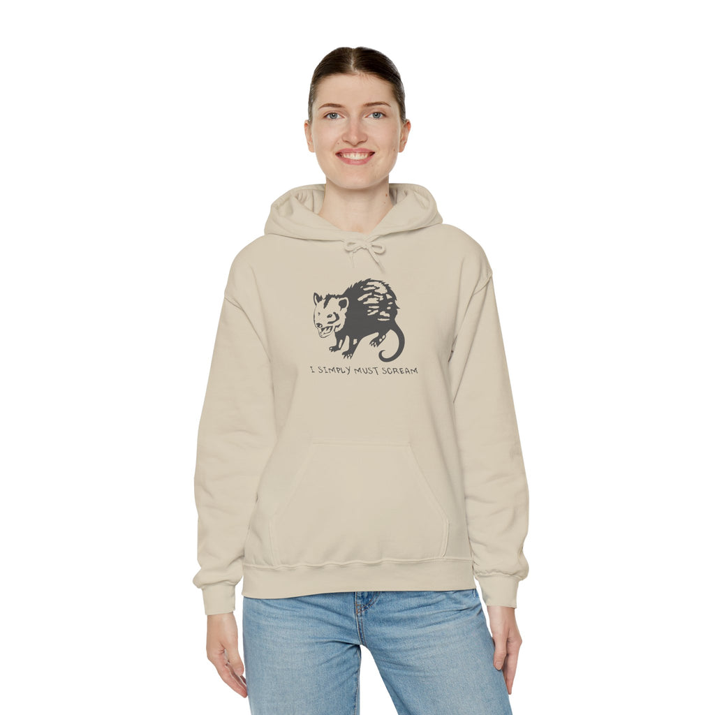 Opossum Graphic Hoodie, Unisex Sweatshirt for Animal Lovers, Cozy Pullover with Fun Text