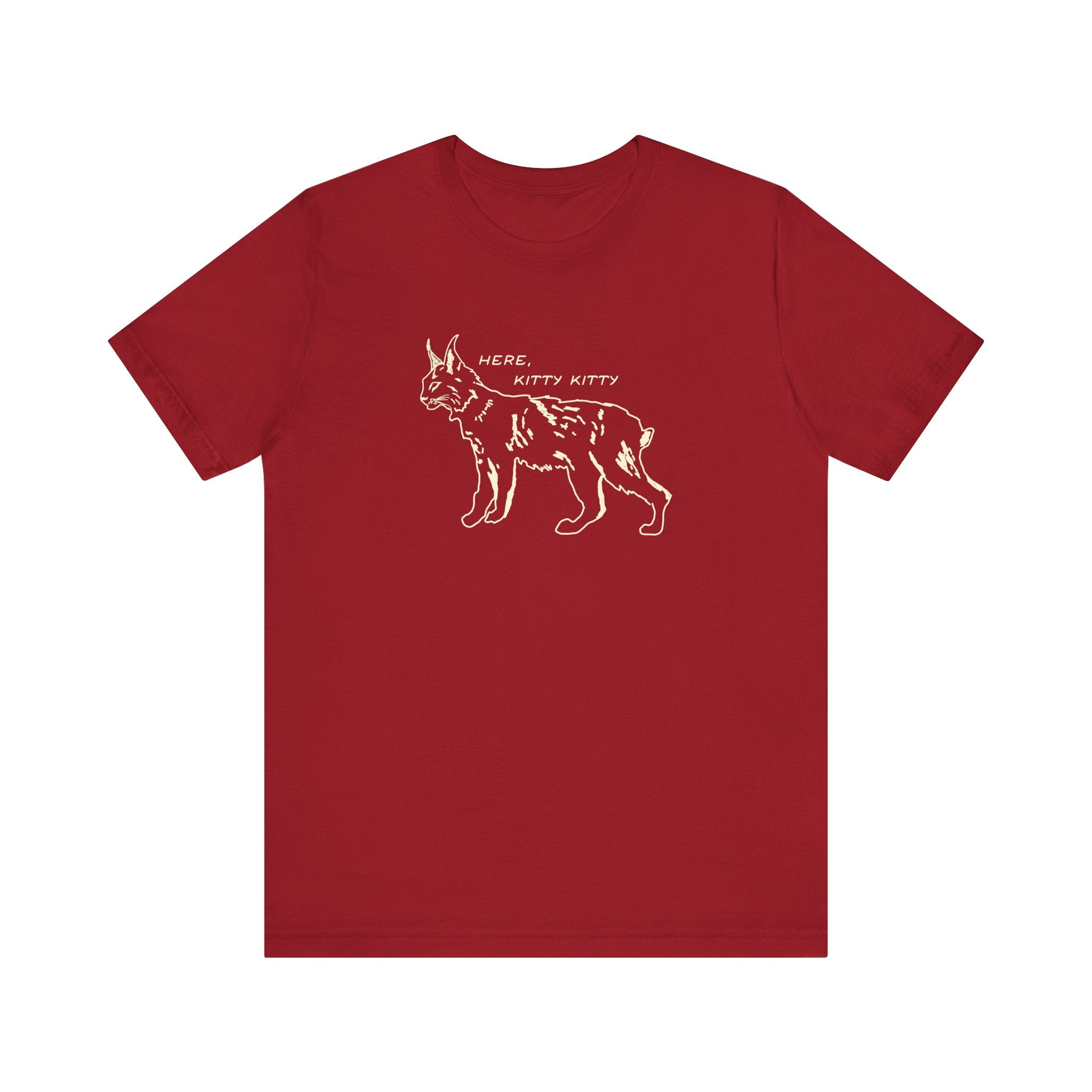 Here Kitty Kitty Unisex Tee, Bobcat T-Shirt, Funny Nature Tee, Gift for Wildlife Lovers, Cute Cat Apparel