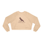 Women's Cropped Fleece Pullover with Crow Design, Trendy Sweatshirt, Cozy Layer, Gift for Western Lovers, Casual Wear, Fall Fashion