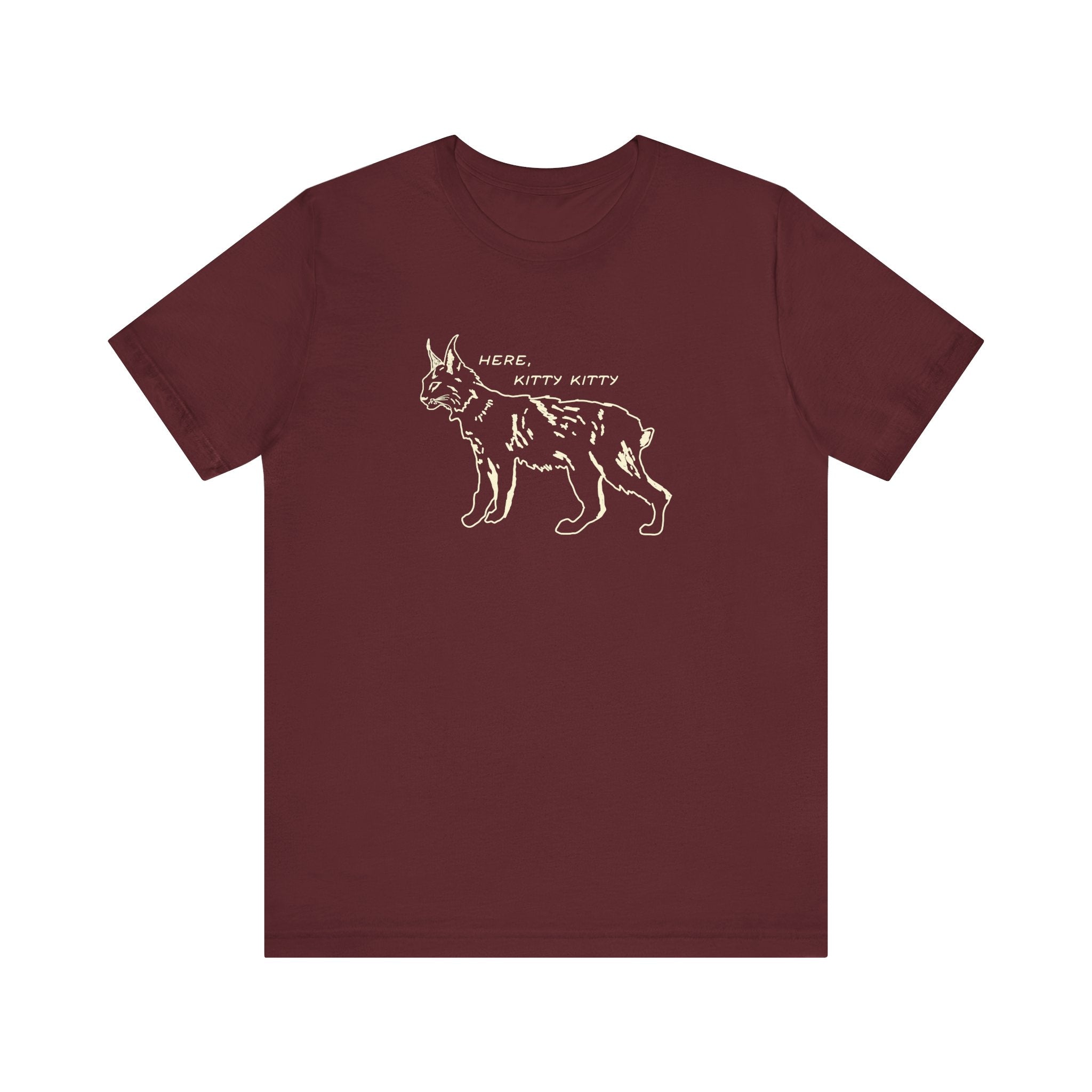 Here Kitty Kitty Unisex Tee, Bobcat T-Shirt, Funny Nature Tee, Gift for Wildlife Lovers, Cute Cat Apparel