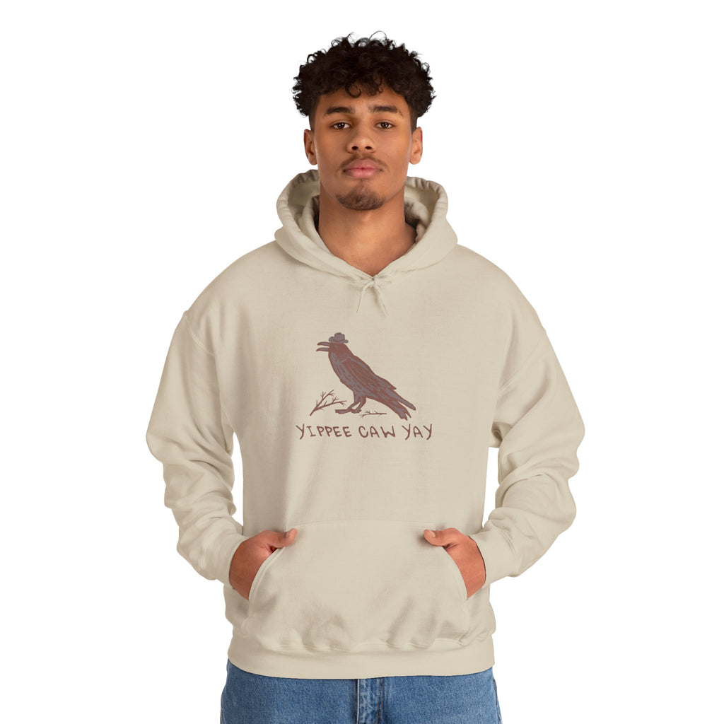 Western Raven Hoodie | Yippee Caw Caw | Unisex Sweatshirt for Nature Lovers, Casual Wear, College, Cozy Fall Style