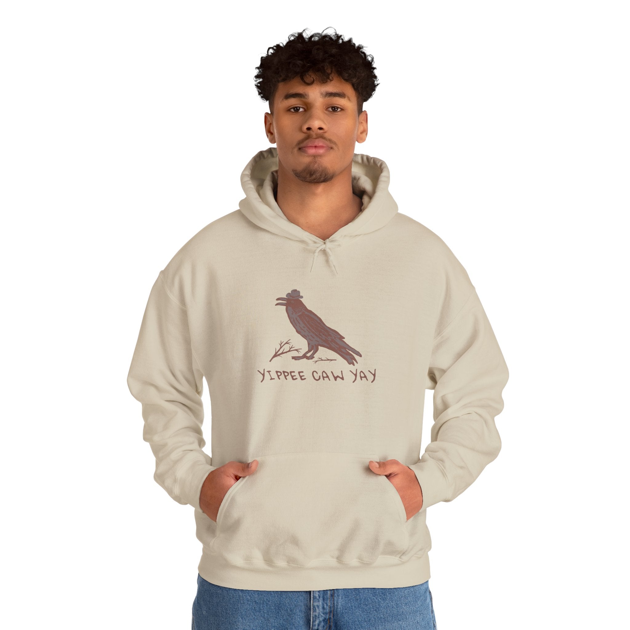 Western Raven Hoodie | Yippee Caw Caw | Unisex Sweatshirt for Nature Lovers, Casual Wear, College, Cozy Fall Style