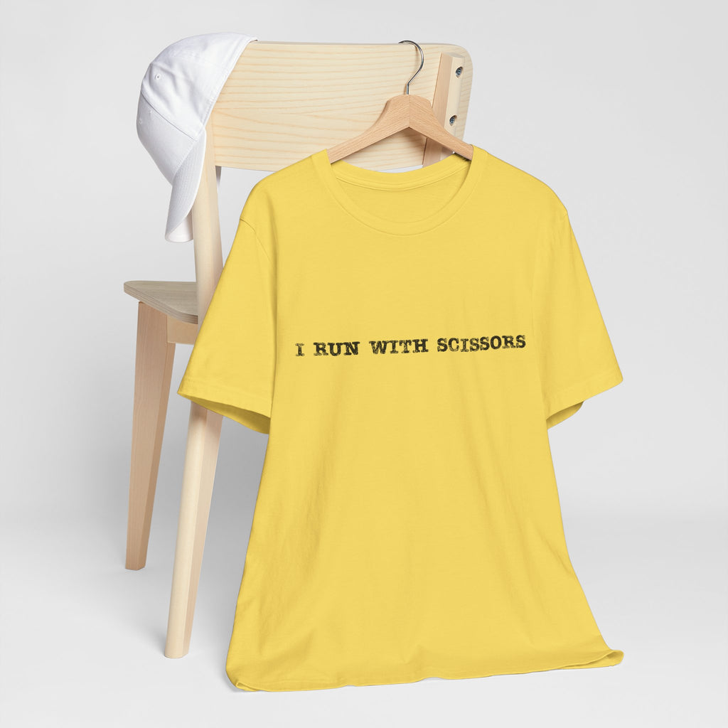 Fun Scissors Tee, Quirky Yellow T-Shirt for Crafters, Perfect Gift for Artists, Stylish Everyday Wear, Ideal for Summer