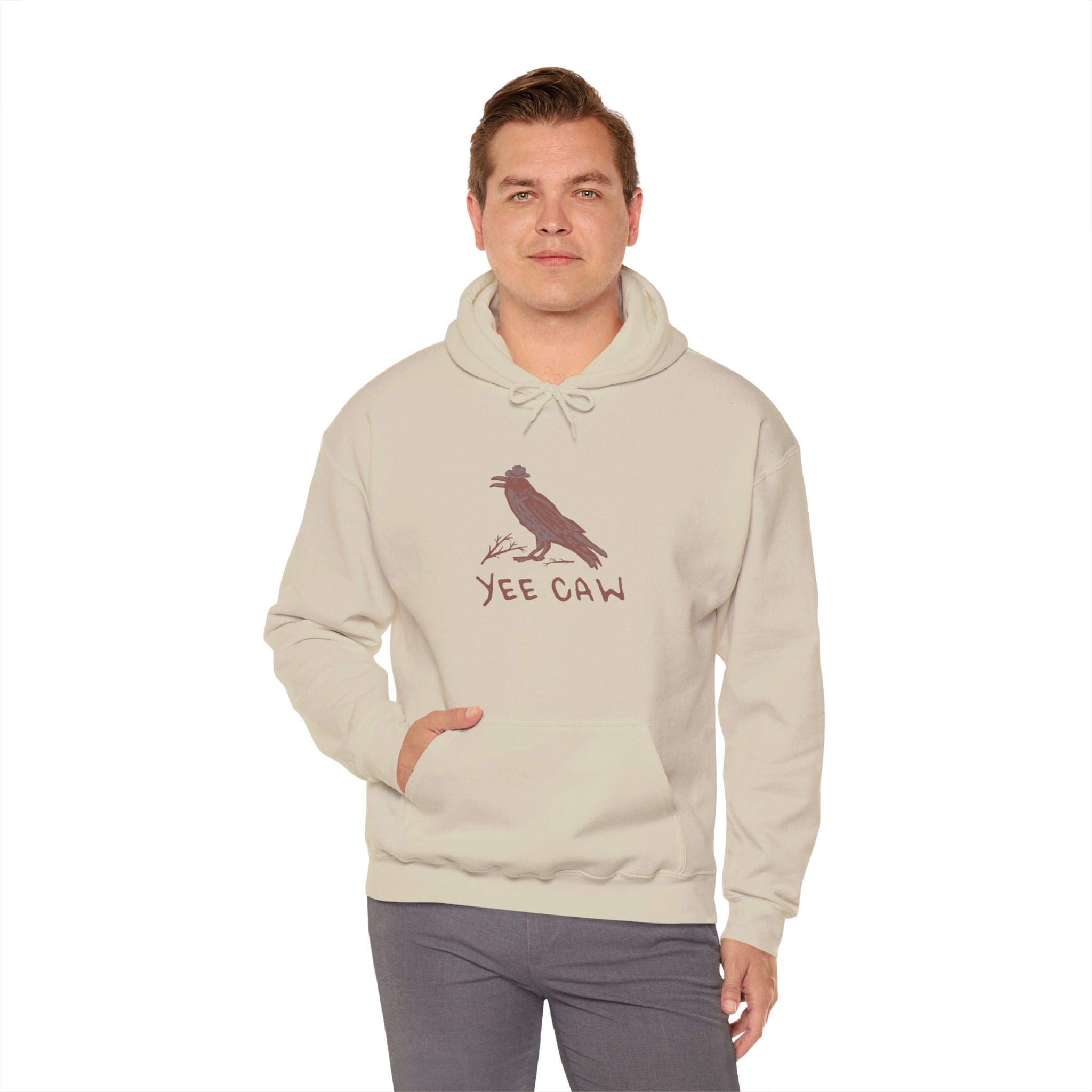 Western "Yee Caw" Raven Unisex Hoodie, Cozy Casual Sweatshirt, Gift for Nature Lovers, Autumn Fashion