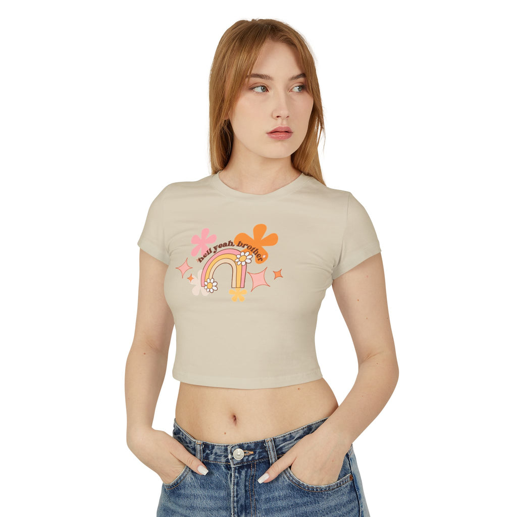 Colorful Rainbow Graphic Women's Baby Tee, Cute Cropped Top, Retro Floral Apparel, Summer Festival Shirt, Birthday Gift
