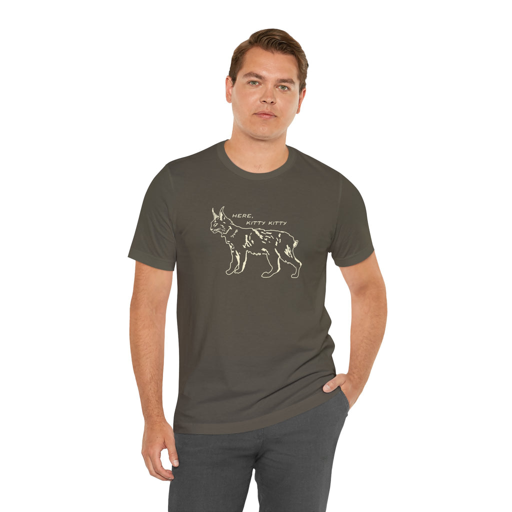 Here Kitty Kitty Unisex Tee, Bobcat T-Shirt, Funny Nature Tee, Gift for Wildlife Lovers, Cute Cat Apparel
