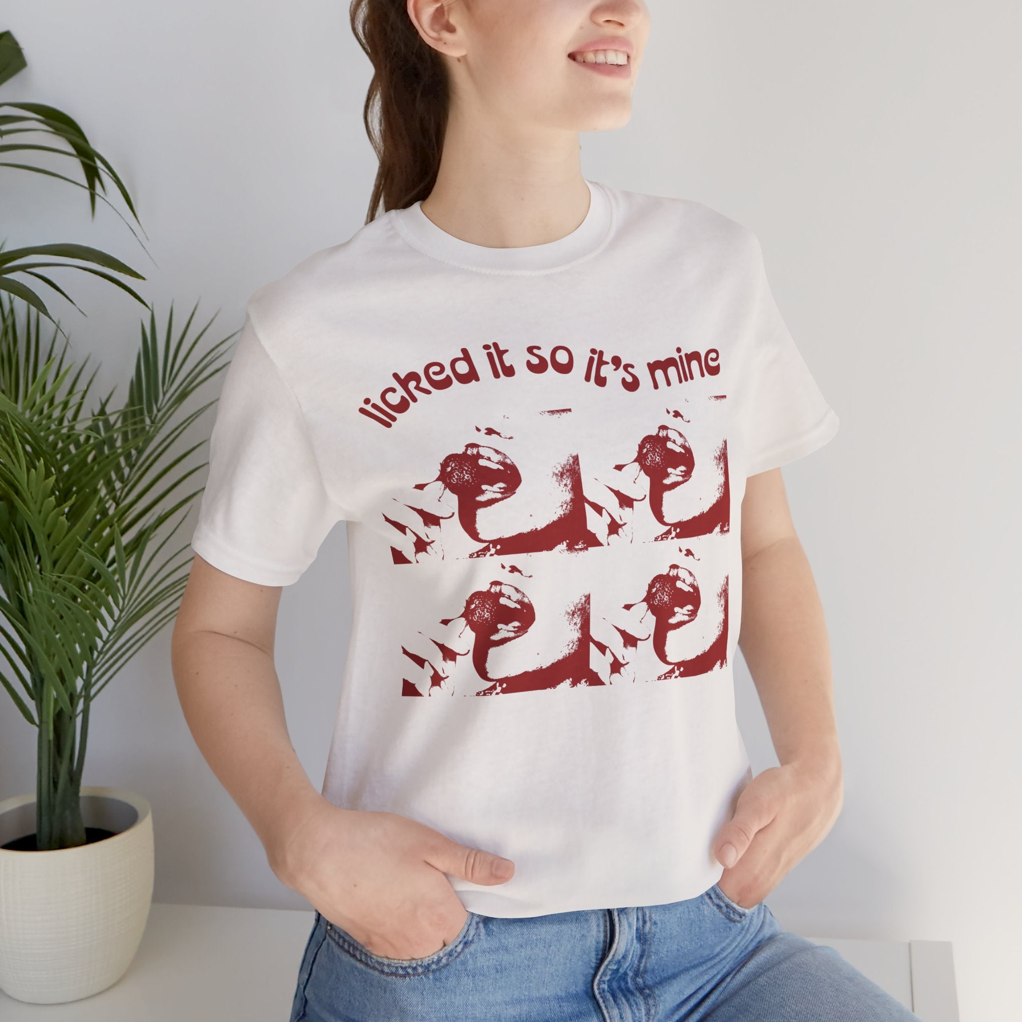 Licked It So It's Mine Unisex Short Sleeve Tee - Fun Graphic Shirt, Flirty Casual Wear, Birthday Gift, Funny T-Shirt