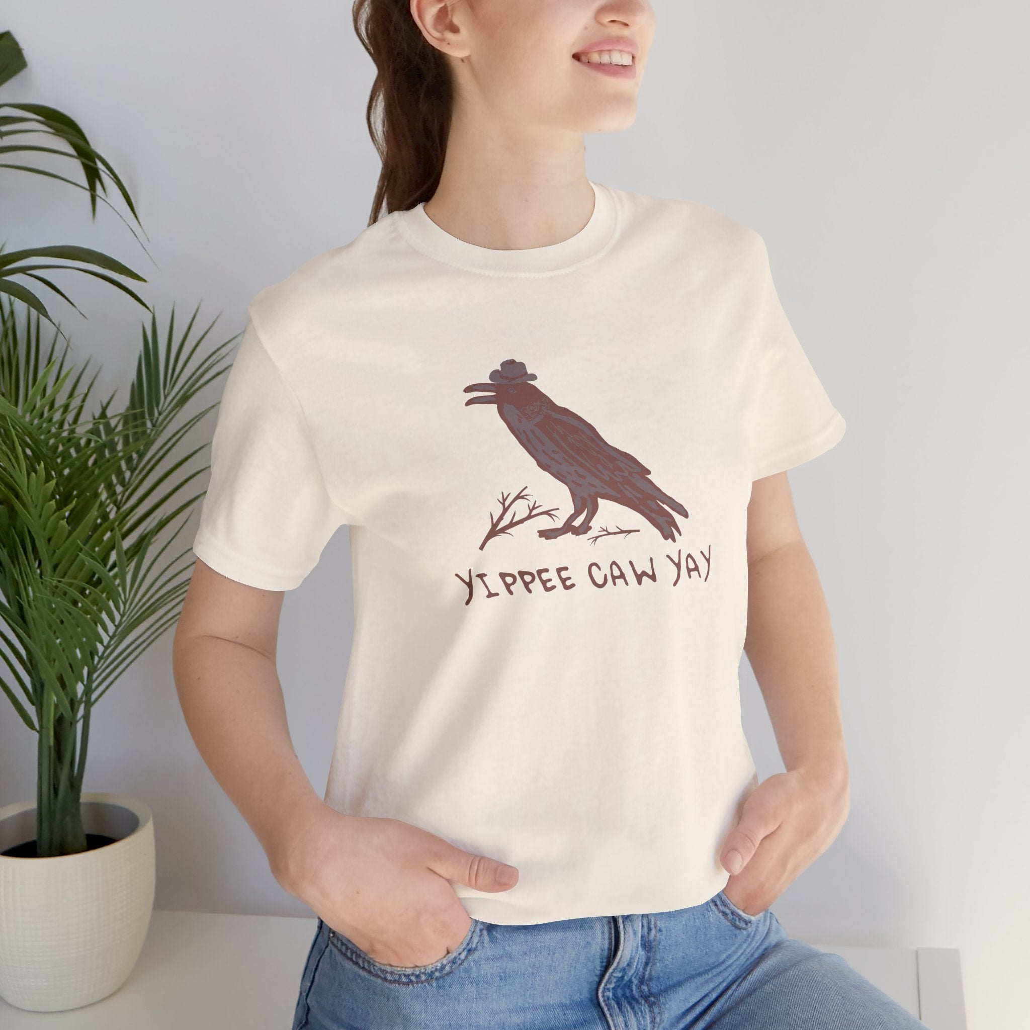 Western Yippee Caw Yay Bird Tee - Unisex Jersey Shirt, Nature Lover Gift, Casual Outfit, Birdwatching Apparel