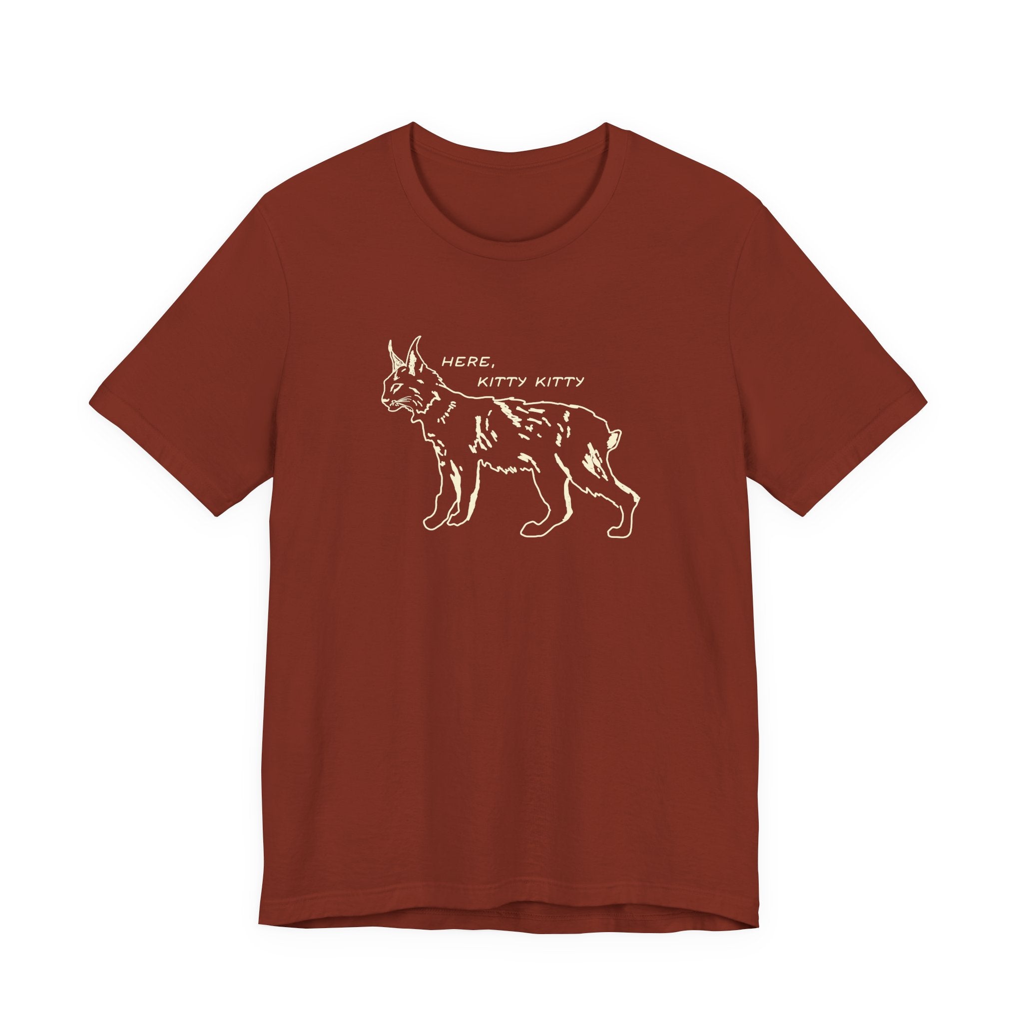 Here Kitty Kitty Unisex Tee, Bobcat T-Shirt, Funny Nature Tee, Gift for Wildlife Lovers, Cute Cat Apparel